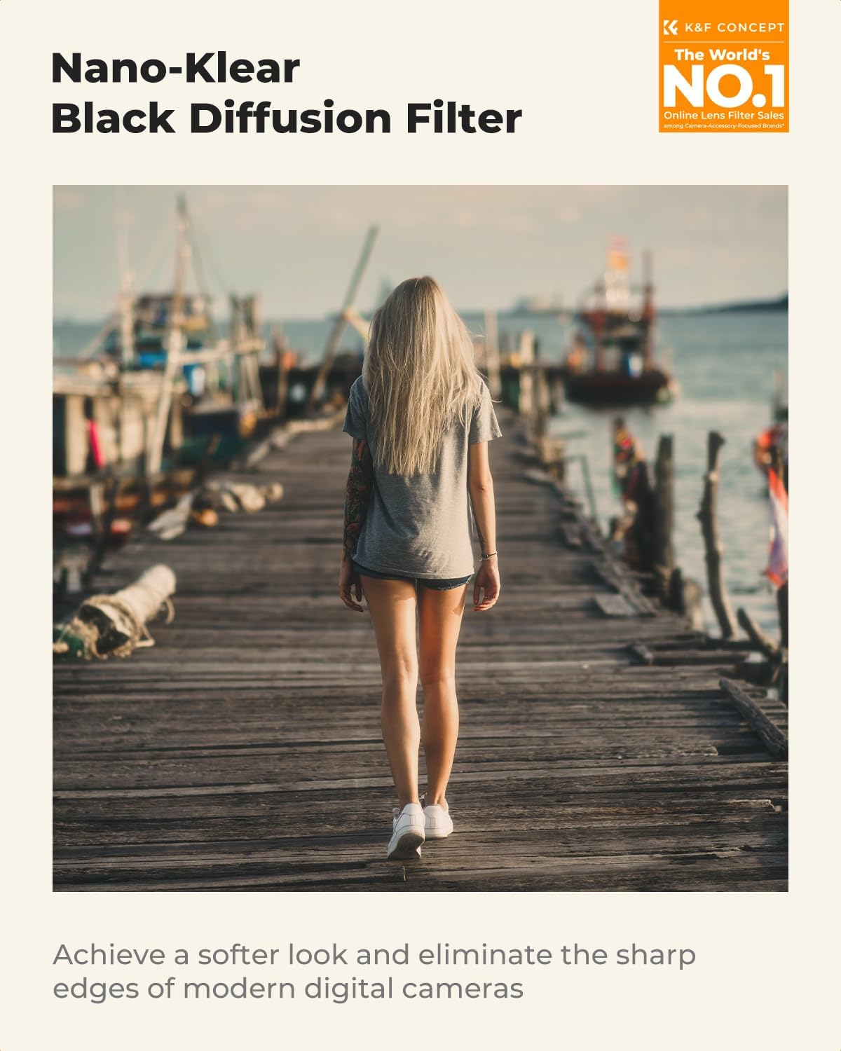 K&F CONCEPT 49Mm Black Diffusion 1/8 Filter, Mist Dreamy Cinematic Effect Camera Lens Filter with 18 Multi-Layer Coatings for Video/Vlog/Portrait Photography K-Series image number 3