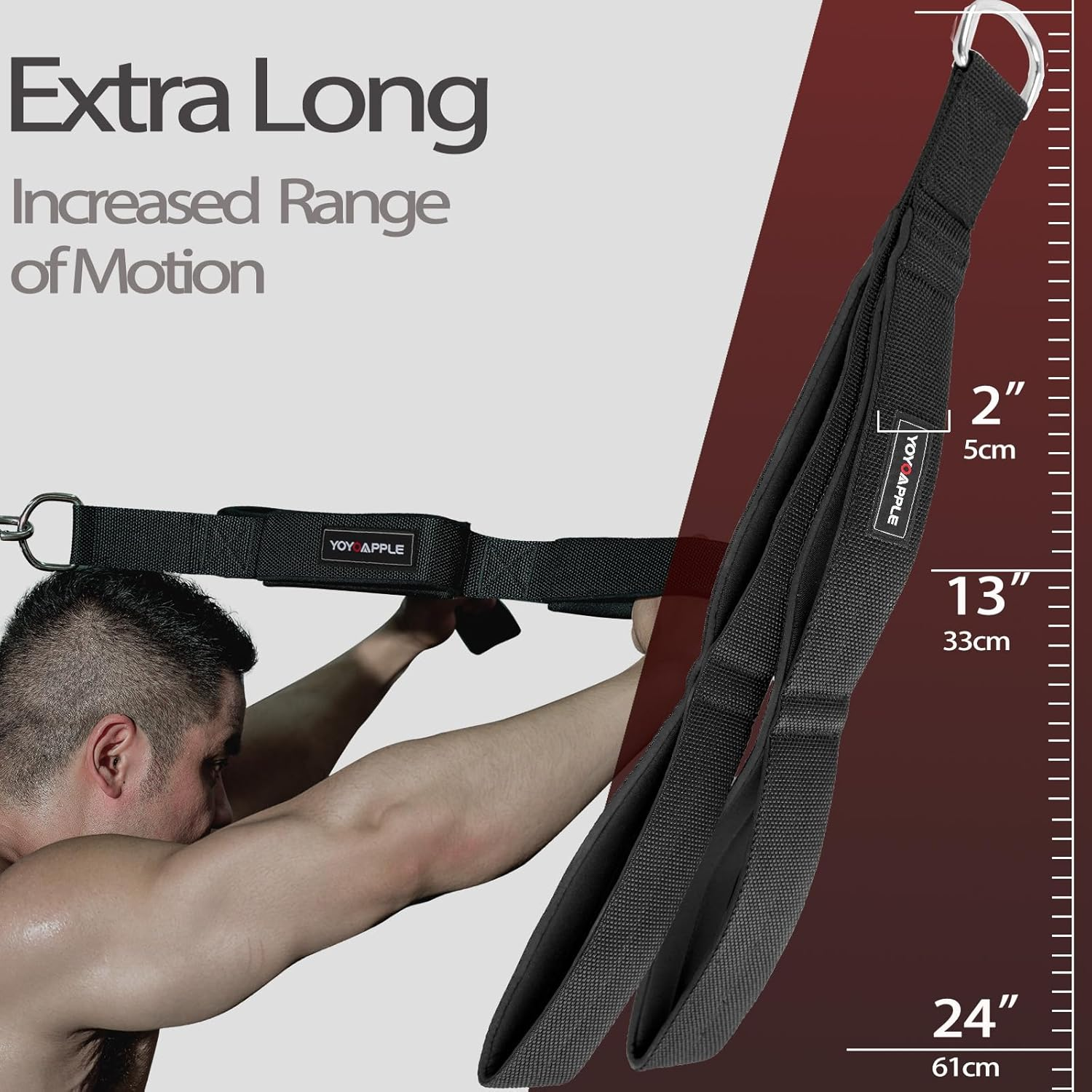 Tricep Rope Cable Attachment for Gym 2 Handles Built in 1 Strap,Long Rope Cable Attachment Greater Range of Motion, Tricep Pull down Rope for Facepulls, Push Downs, Crunches image number 4