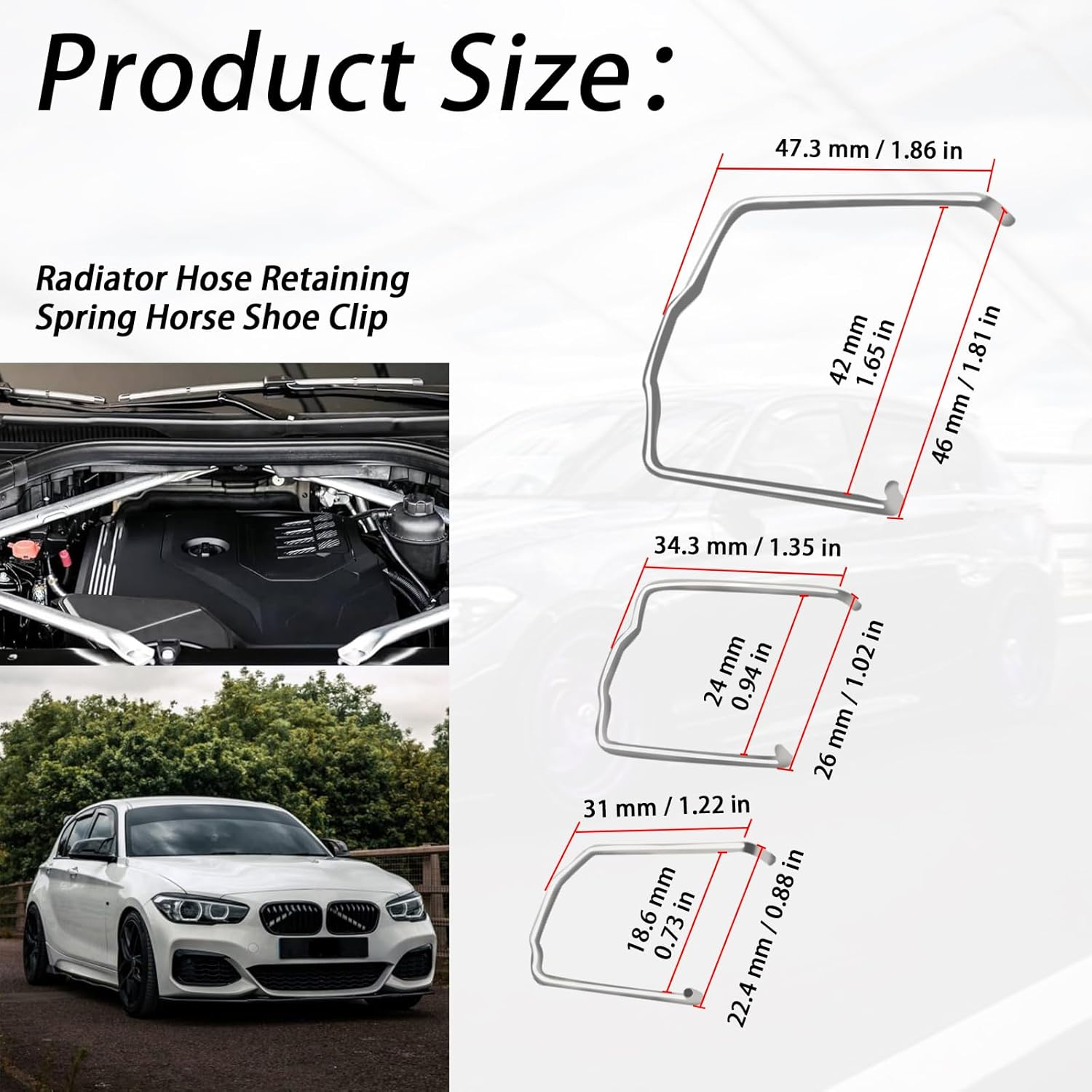 XTPTFABS Radiator Hose Retaining Spring Horse Shoe Clip Clamp，Radiator Hose Clip 154 23 Compatible with BMW E39 E38 E60 E90 745Li X5 E46 325I 328I M3 540I 740Il 740I, image number 4