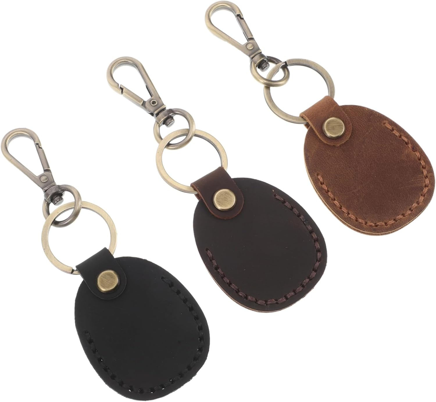 BIUDECO 3Pcs Handmade Pu Access Card Holder Keychain RFID Card Sleeve Compact Key Organizer for Fathers Day image number 4