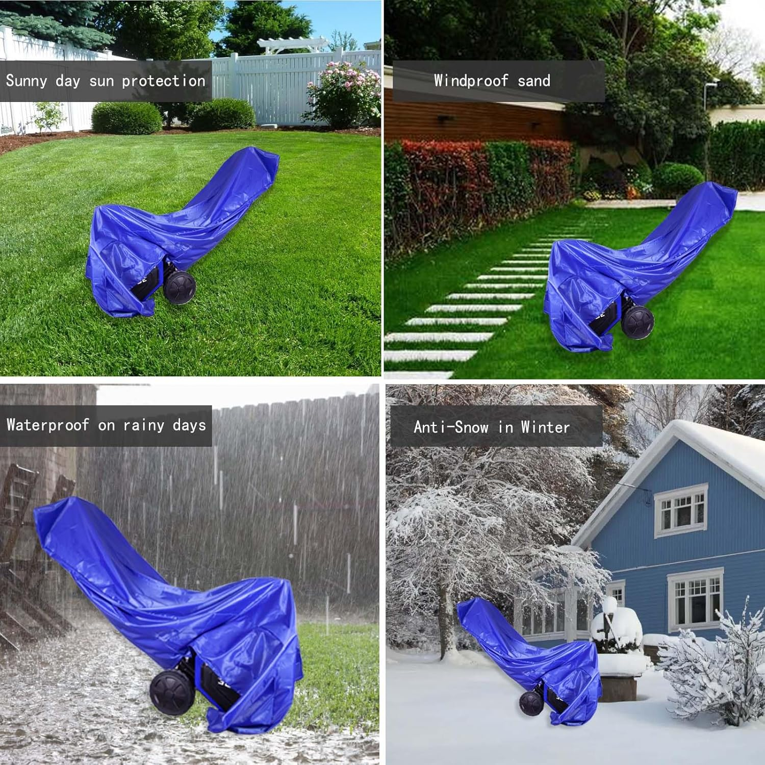 Blue 600D Heavy-Duty Fabric Lawn Mower Cover - Universal Fit for Push Mowers - Shields against Water, UV Rays, Dust, Dirt, and Wind - Outdoor Protection with Waterproof Capabilities