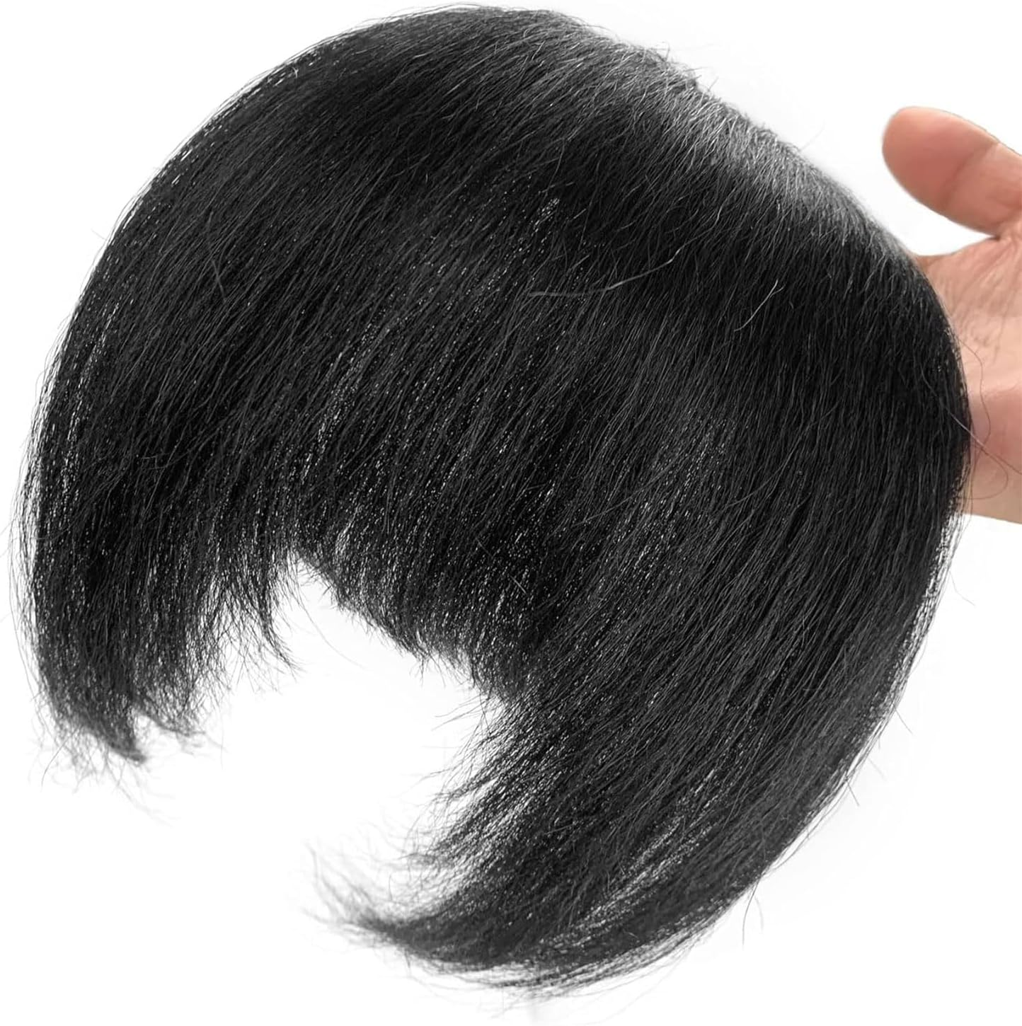 G&T Wig Yaki Clip in Bangs for Black Women Short Straight Bangs Hair Extensions Clip on Bangs with Temple Thick Bangs Fringe Hairpieces (1B,Single Bangs) image number 4
