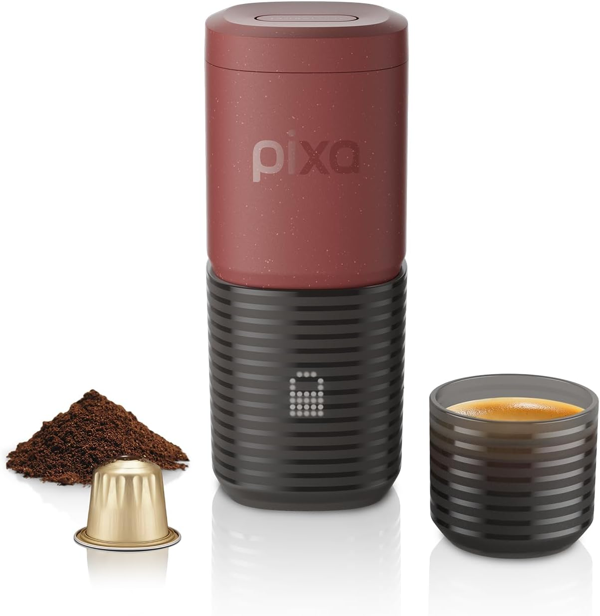 WACACO Portable Electric Coffee Maker, with 4 Types of Coffee and Fast Heating, 3 * 3000Mah Battery Portable Coffee Maker 20 Bars for Ground Coffee and NS Capsules, Touch Screen Control