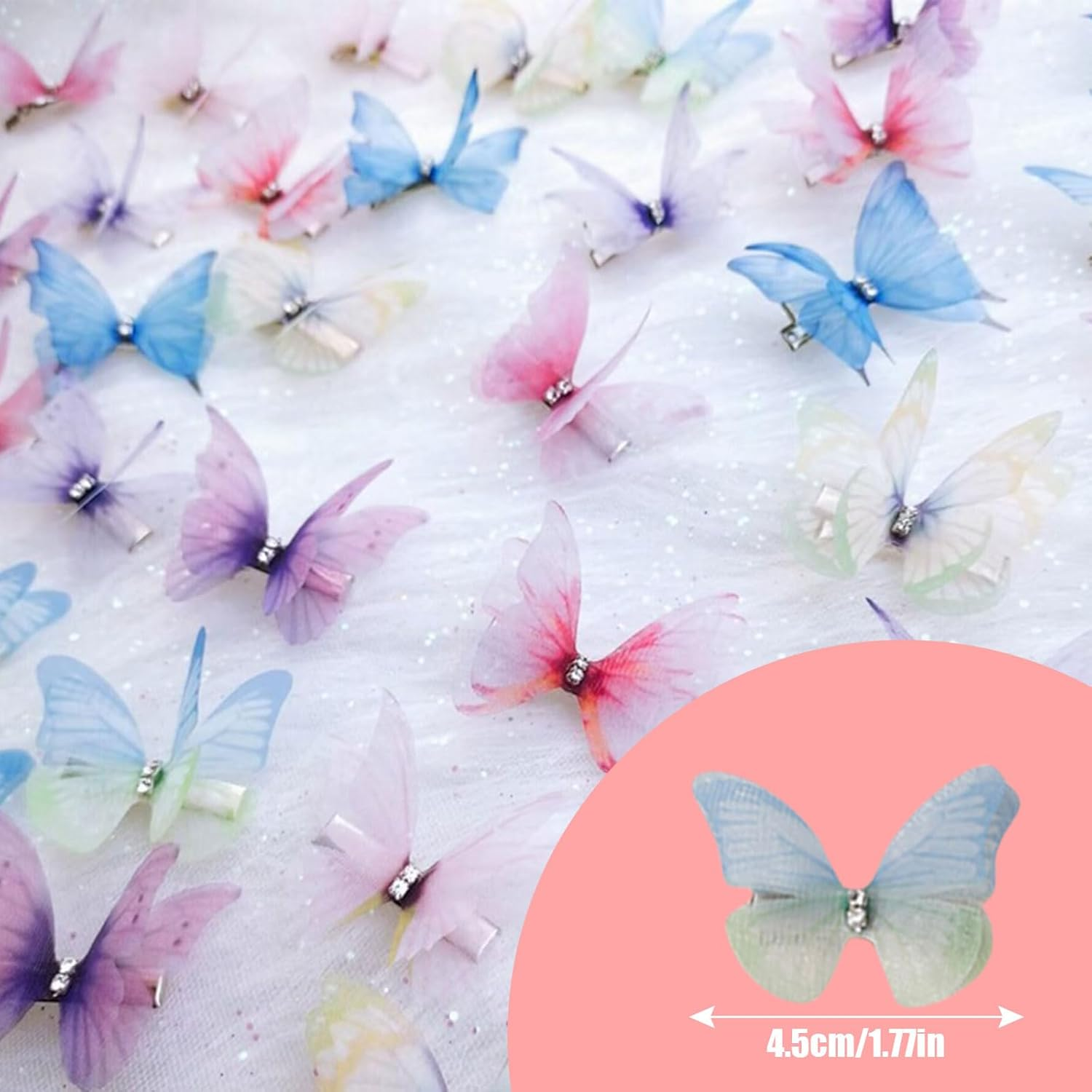 Butterfly Hair Clips,20Pcs Mixed Color 3D Double Layer Butterfly Hair Barrettes,Butterfly Hair Accessories for Girls Teens Women Christmas Birthday Gift image number 4
