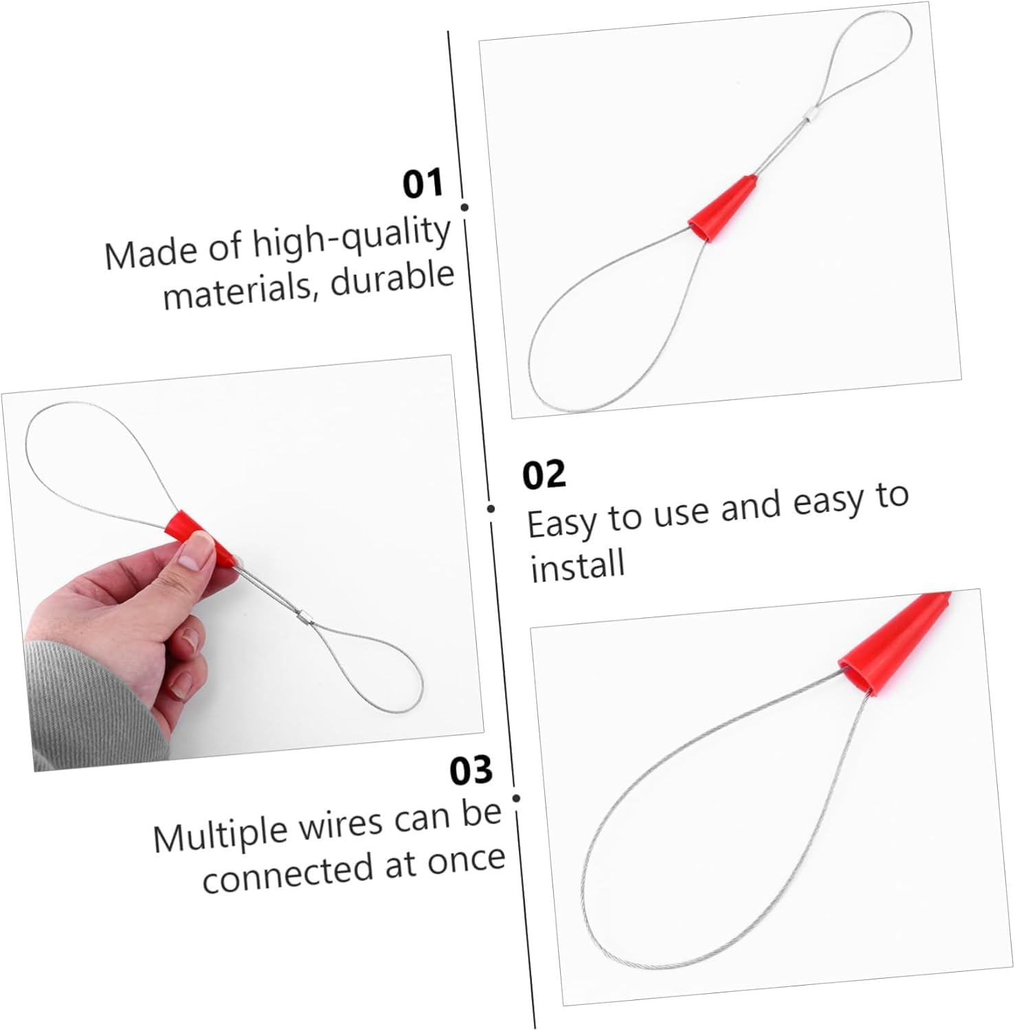 WADY 10PCS Cable Puller Adjustable Cabling Rods Fish Tape Kit Length 215Mm Electrician Threading Device Puller Tool Fish Tape Fastener for Fastening Cables (Red) image number 1