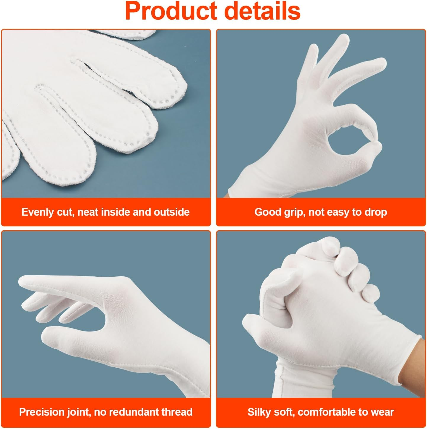 White Cotton Gloves,Cozy CORE Moisturizing Gloves Overnight for Dry Hand Moisturizing Cosmetic Eczema Hand Spa and Coin Jewelry Inspection, White Cotton Gloves for Men and Women,One Size Fit Most image number 1