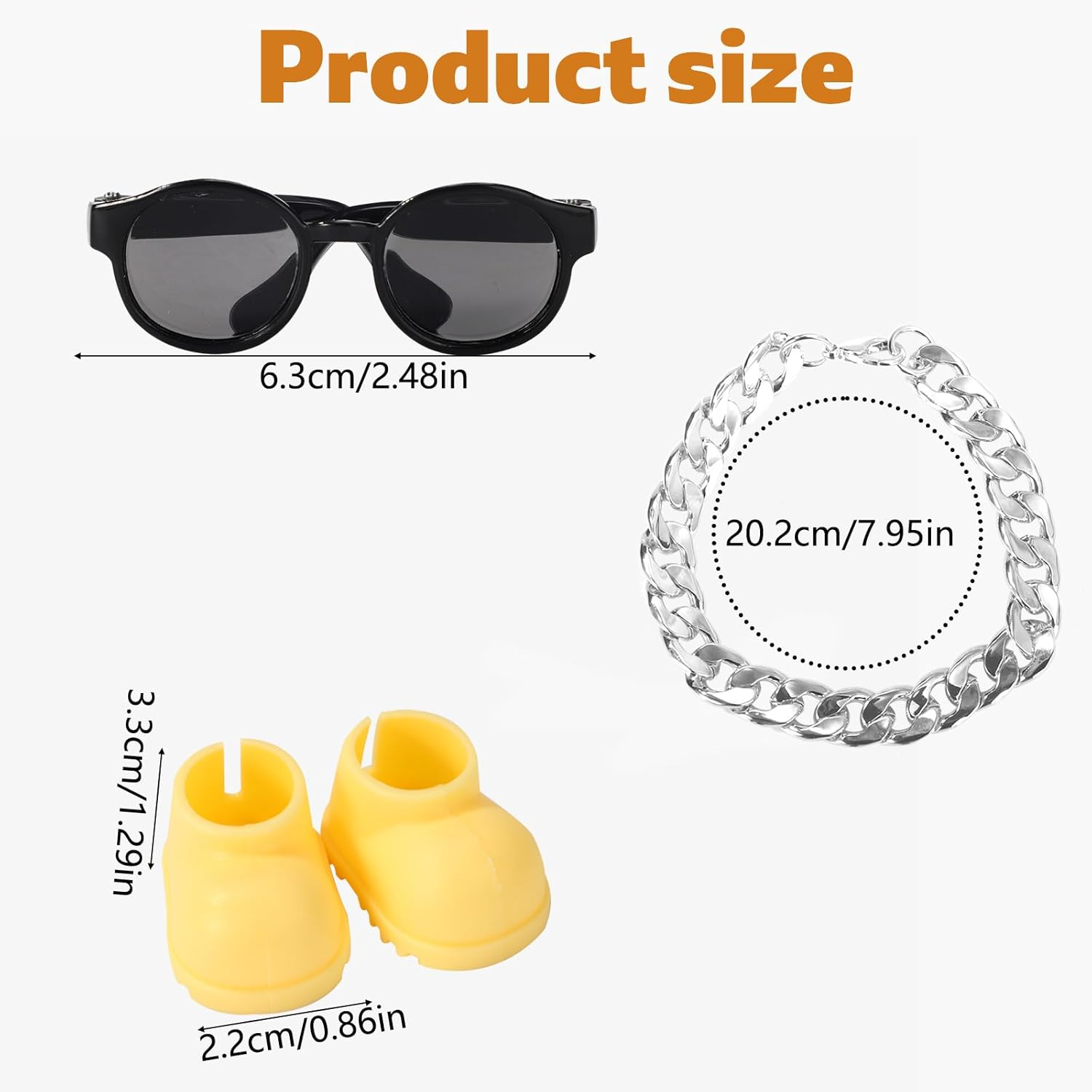 Doll Outfit Set, Fashion Sunglasses Silver Necklace & Cute Yellow Shoes Clothing Accessories for Dolls Decoration & Display image number 1