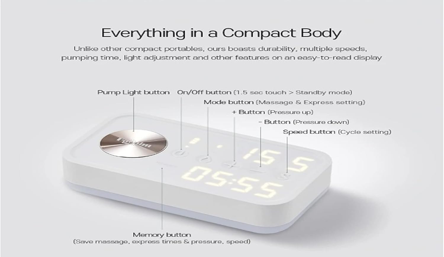 Haenim 7V Portable Breast Pump, White/Gold image number 6