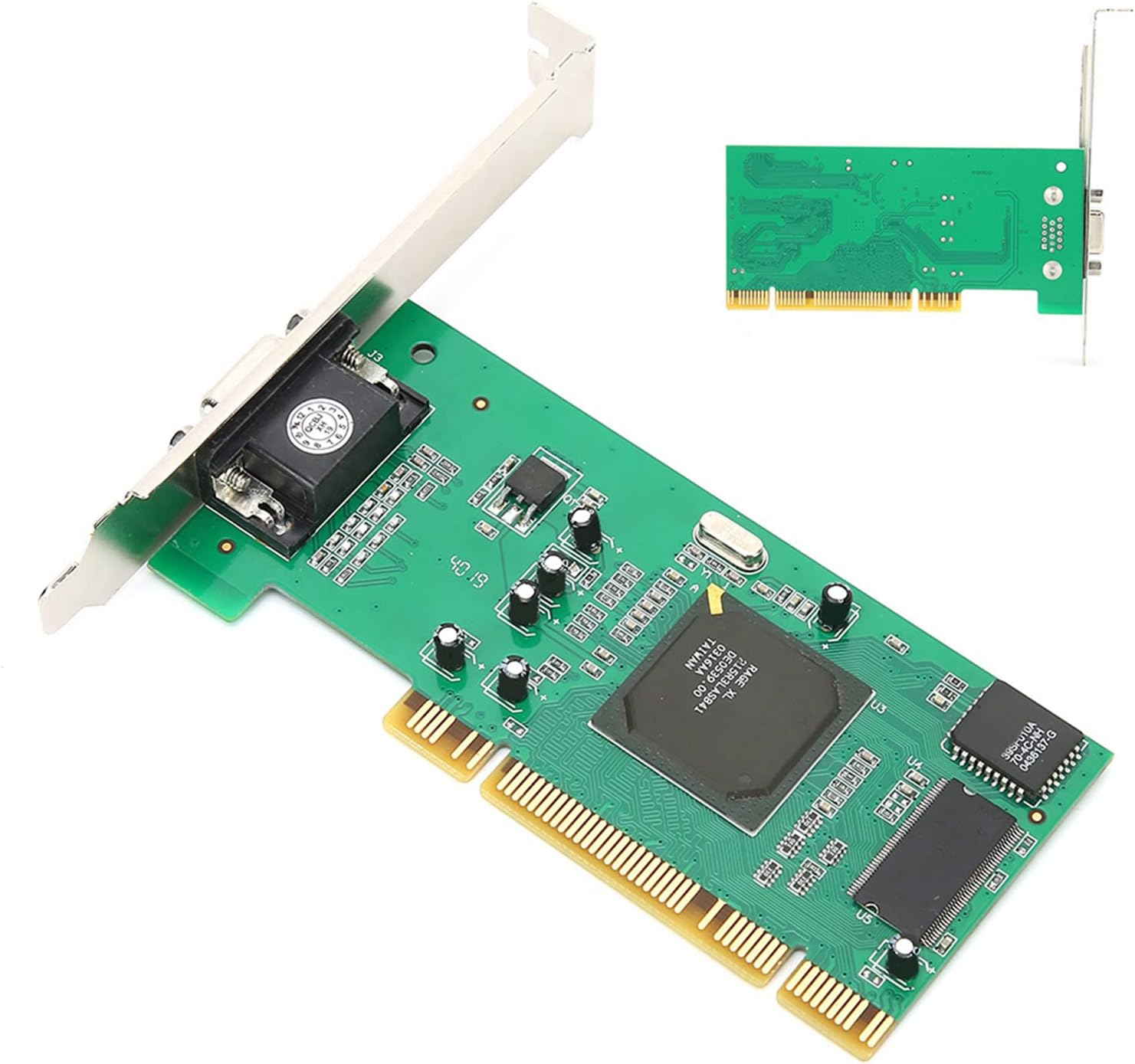 Graphics Card for ATI Rage XL, 8MB 32Bit PCI VGA Video Card with 64 Bit PCI X Slot, Industrial Computer Multi Display Fit, PCI Low Profile Tractor Card for Desktop Computers