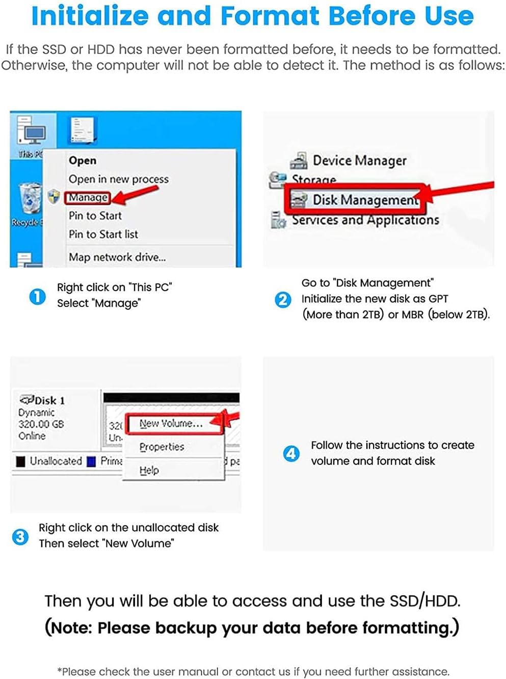 TEKERA Hard Drive Enclosure,Usb 3.0 / USB C to SATA Aluminum External Hard Drive Dock Case for 3.5 Inch HDD SSD up to 20TB Drives, Support UASP image number 2