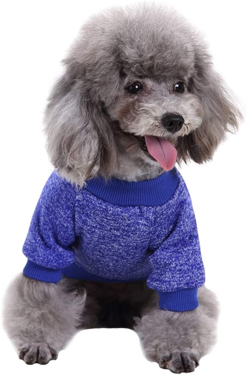 CHBORLESS Pet Dog Classic Knitwear Sweater Warm Winter Puppy Pet Coat Soft Sweater Clothing for Small Dogs (M, Dark Blue) image number 6