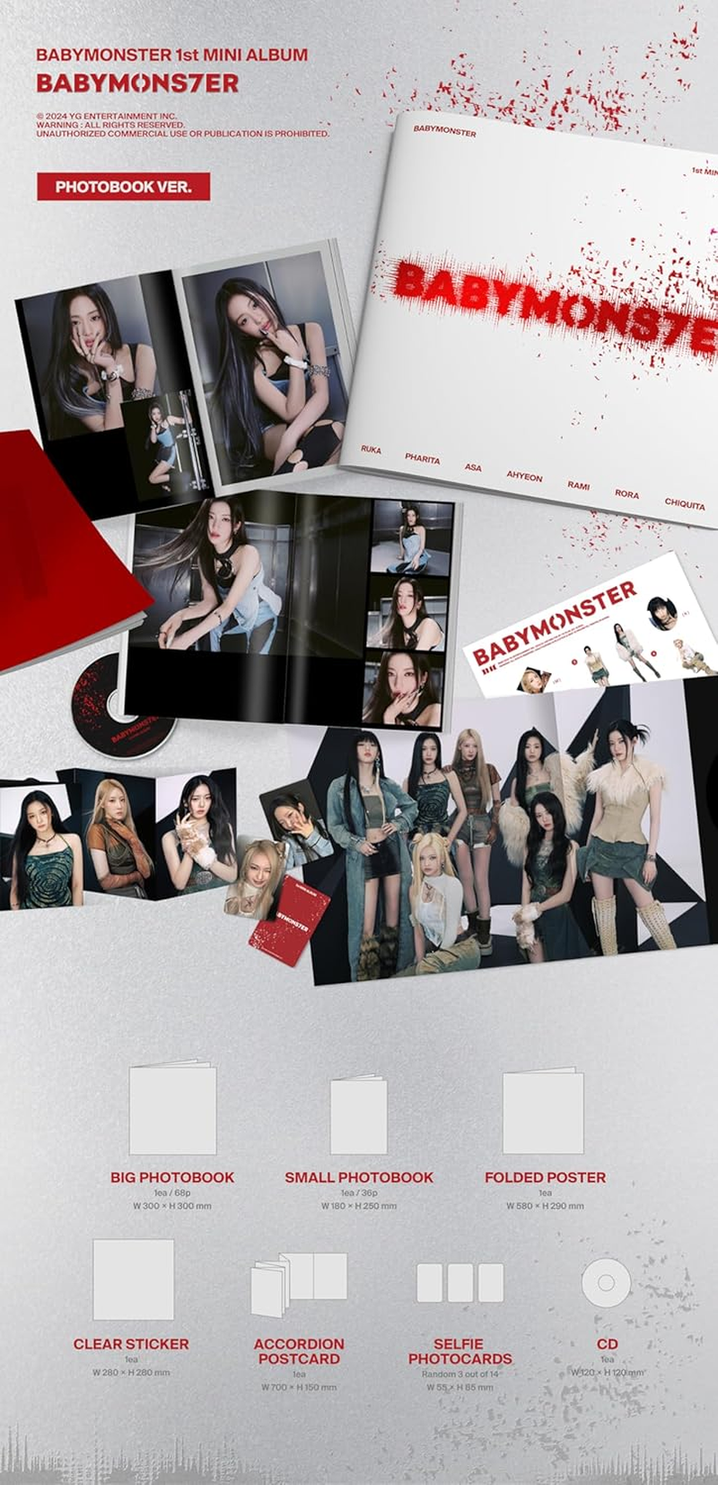 BABYMONSTER BABYMONS7ER 1St Mini Album Contents+Photobook+Photocard+Etc+Tracking Sealed BM (PHOTOBOOK Version) image number 2