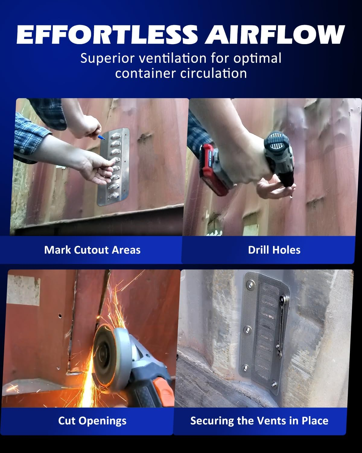 SPARKWHIZ Shipping Container Vent, Cross Flow Ventilation, for Preventing Condensation and Excessive Heat, 4 Pack image number 5