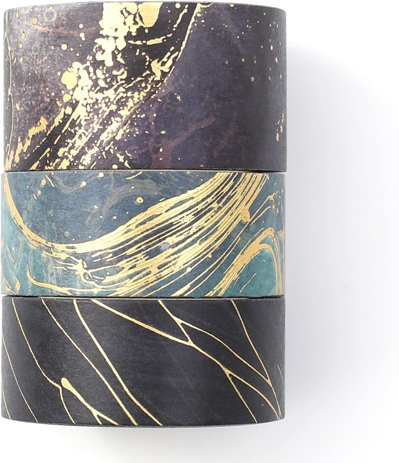 YUBBAEX Gold Veins Washi Tape Gorgeous Foil Masking Tape Set Decorative for Arts, DIY Crafts, Journal Supplies, Planners, Scrapbook, Card/Gift Wrapping (Gilding Flows)