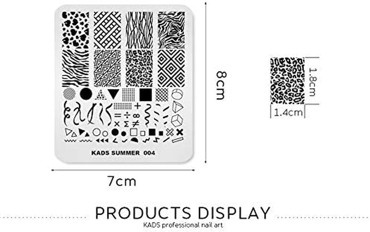 Alexnailart Nail Stamping Plate Summer Theme Image Printing Design Templates Geometry Leopard Zebra Pattern Multiple Pattern Manicure Design Stencil DIY Nail Art Stamping Tools (SU004) image number 3