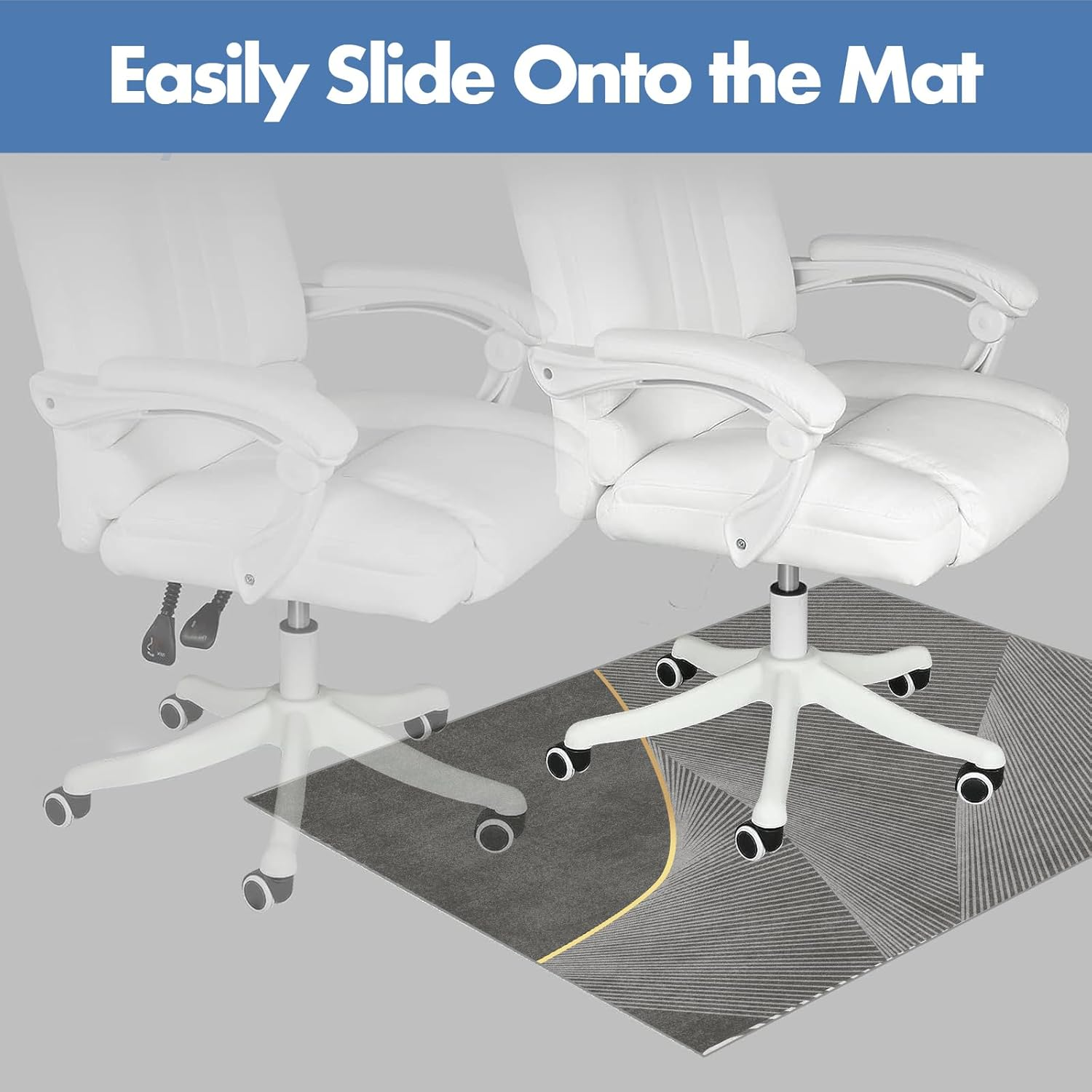 Office Chair Mat for Hardwood Floors, 120X100Cm Anti-Slip Desk Chair Mat, Highly Quality Computer Chair Mat for Rolling Chair, Multi-Purpose Floor Protector for Home Office-Blackgold - Black image number 2