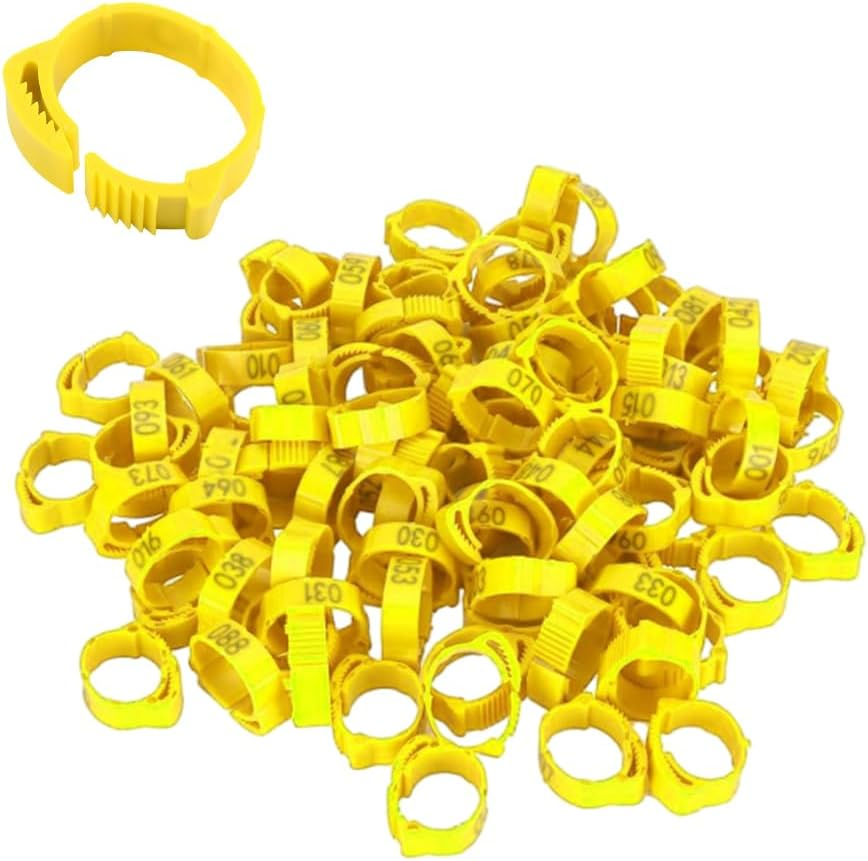 AIMALL 100Pcs Adjustable Numbered Poultry Leg Rings 001&ndash;100 Snap Lock ID Bands 0.71&ndash;1.02In for Chicken Duck Goose Pigeon Lightweight Plastic Bird Tags - Red image number 4