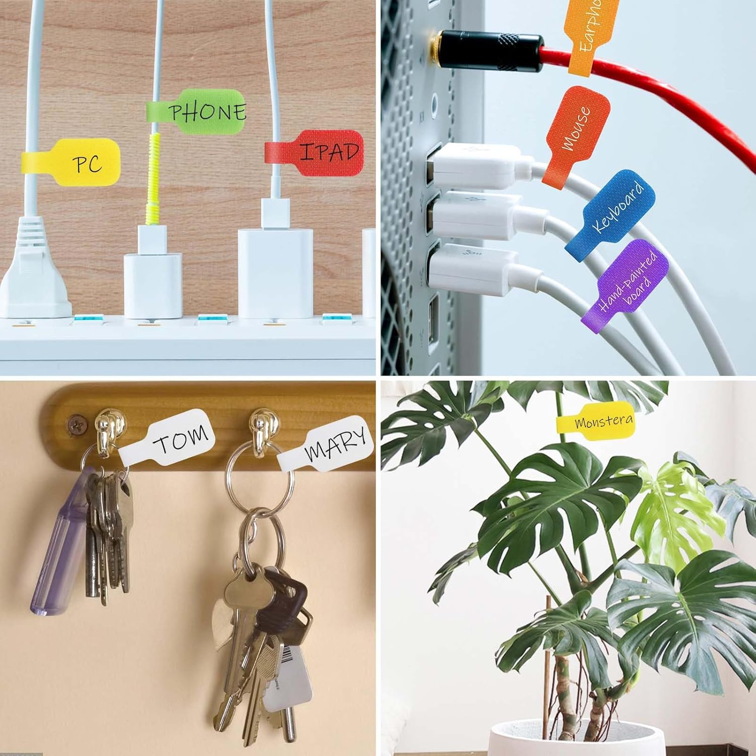 40 Pcs Cable Cord Labels, Hianjoo Self Adhesive Cable Tags Colorful Wire Identification Label Reusable Write-On Name Tags for Organizing Wires 8 Colors Multiple Uses image number 3