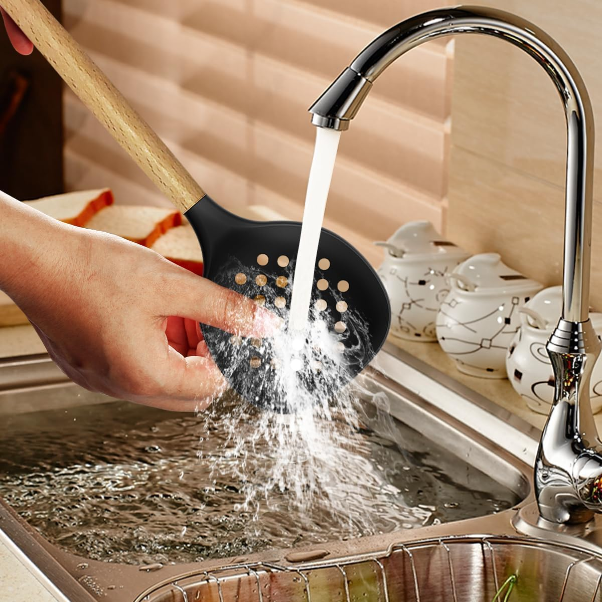 Bushora Silicone Cooking Utensils Set-Heat Resistant Kitchen Utensils-Durable Multifunctional Kitchen Cooking Utensil Set-Professional Home Cookware with Silicone Spoon Spatula and Whisk Tool