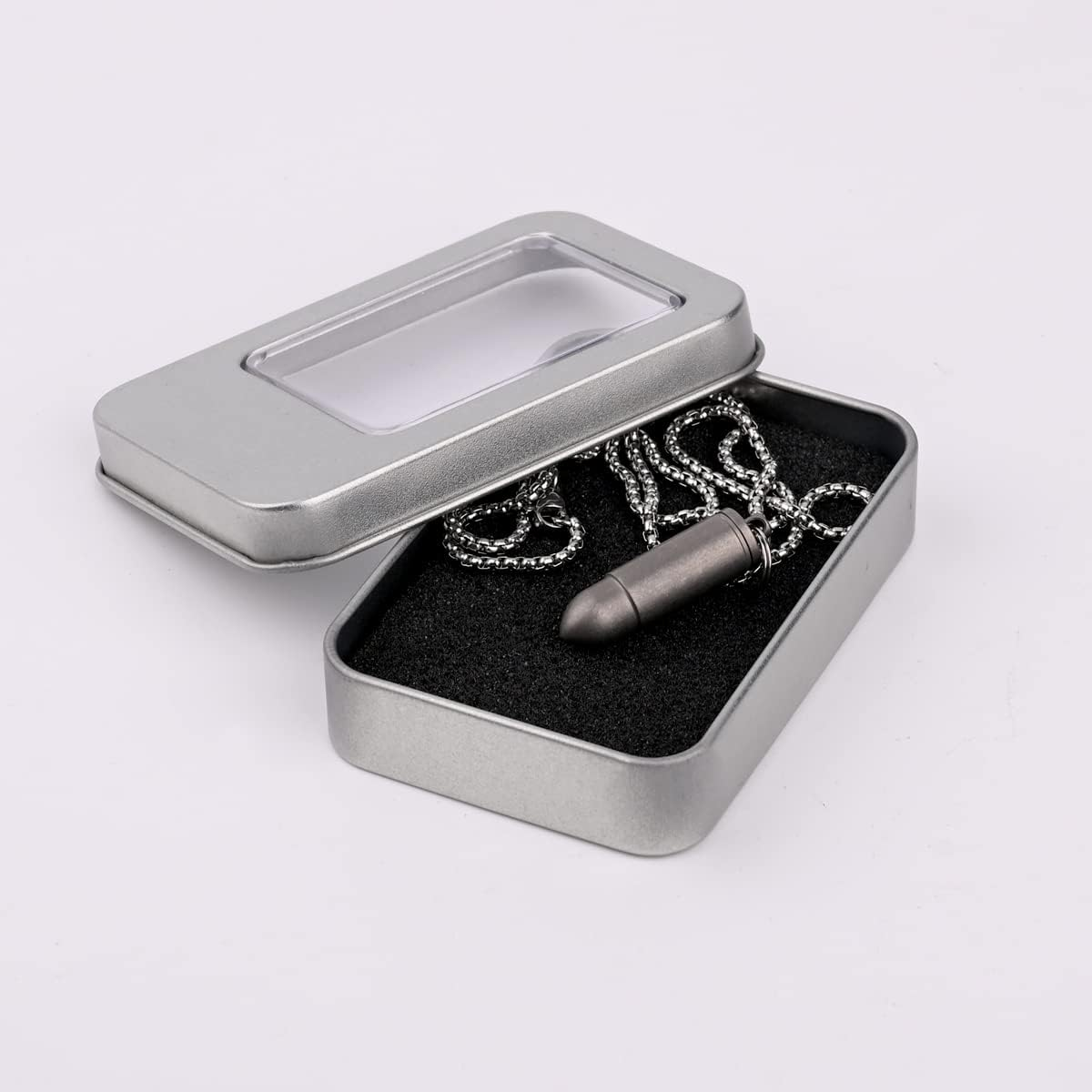 SF203 Titanium Bullet Necklace for Men ，Mini Pill Holder Necklace, 0.2Oz Pill Case Ultra-Lightweight Waterproof Pendant Necklace image number 1