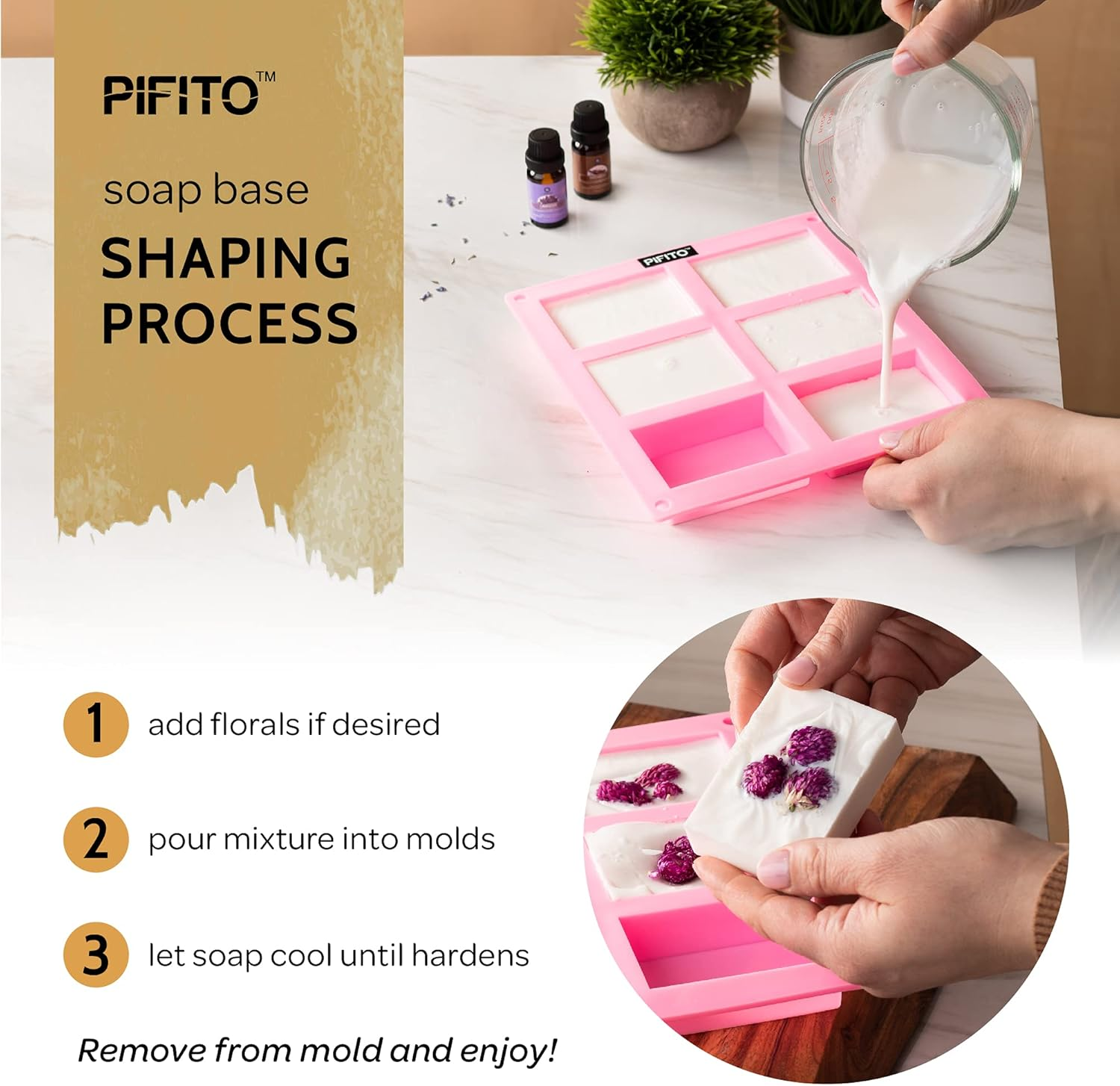 Pifito Premium Shea Butter Melt and Pour Soap Base (5 Lb) - Natural Vegetable Glycerin Base - Excellent Hand Soap Making Supplies image number 3
