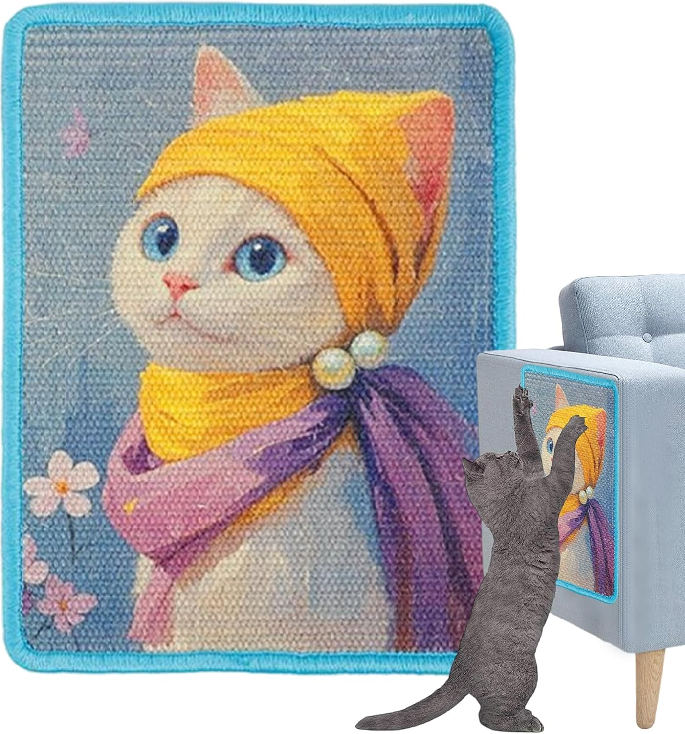 Apujent Cat Scratch Wall Pad | Vertical Art Wall Scratching Board for Indoor | Furniture Protector Pet Supplies for Kitten Training Behavior Correction Corner Playing Enrichment