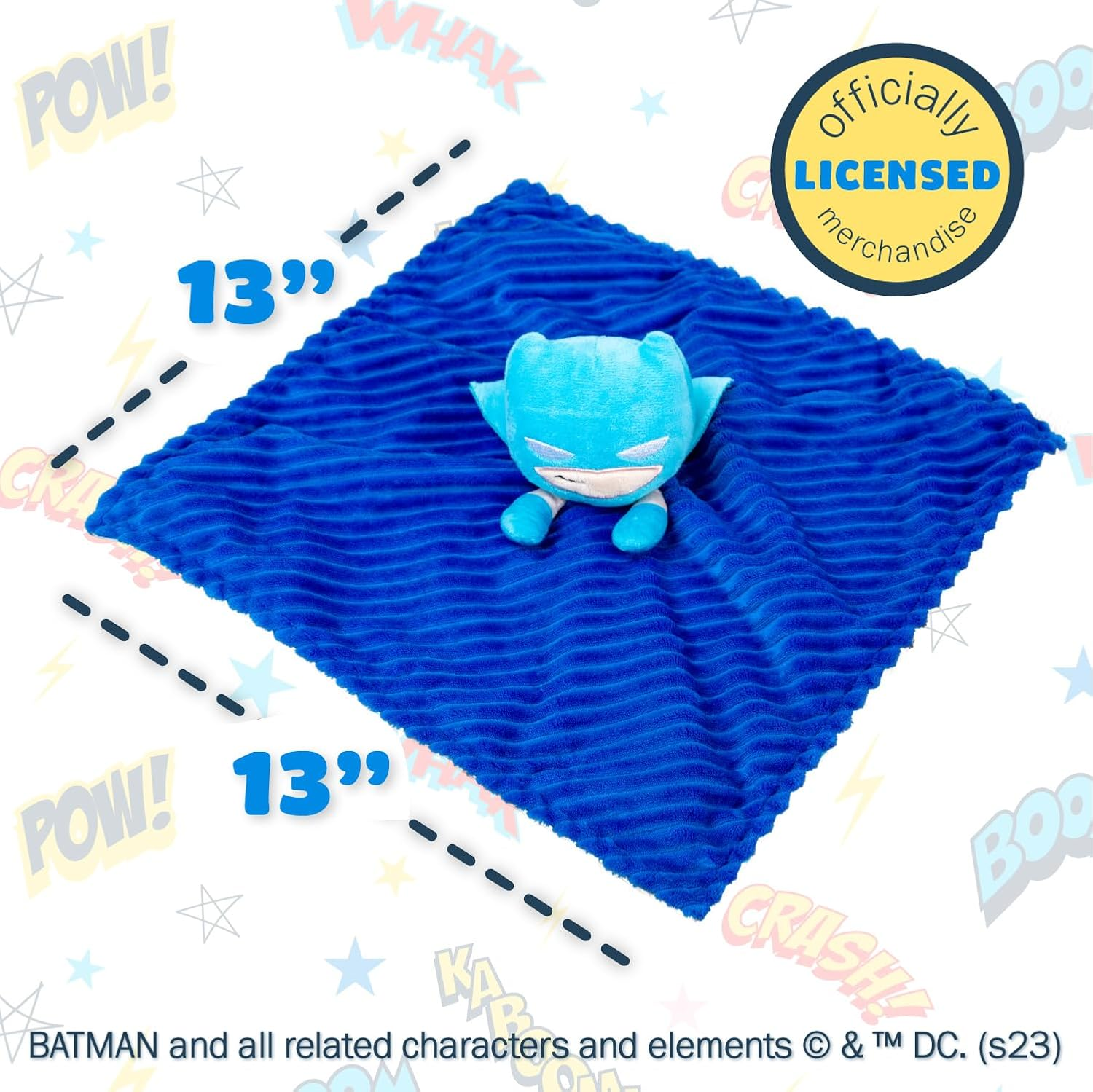 KIDS PREFERRED DC Comics the Batman Lovey Security Blanket, Soft Huggable Dark Knight Plush Lovey Toy for Baby and Infant Boys and Girls, Textured Blanket with Batman Logo image number 2