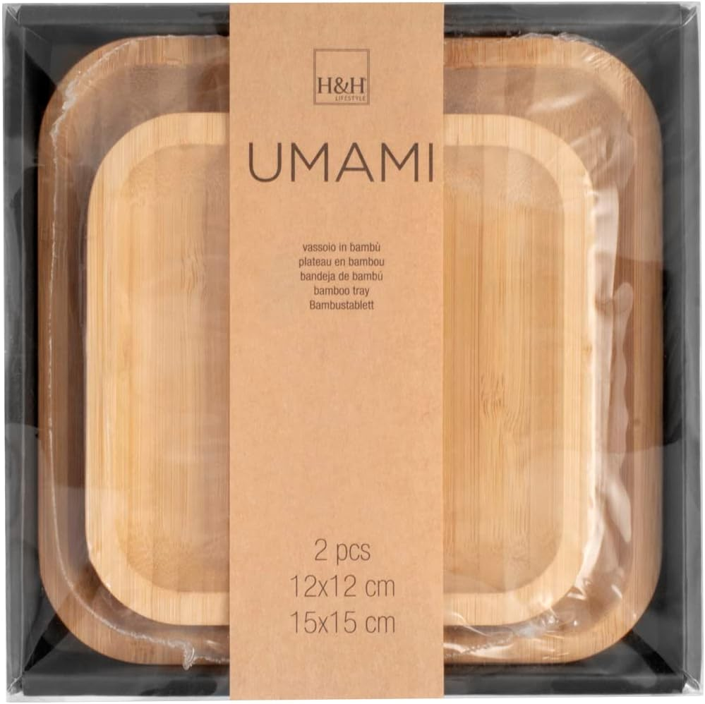 H&H Set 2 Piatti Bamboo Quadrati image number 1