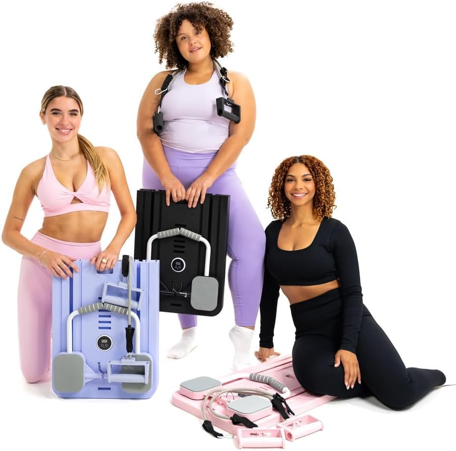 Pilates Reformer - Pilates Board Multi-Functional Abdominal Equipment for Home Gym - Light Pink image number 6