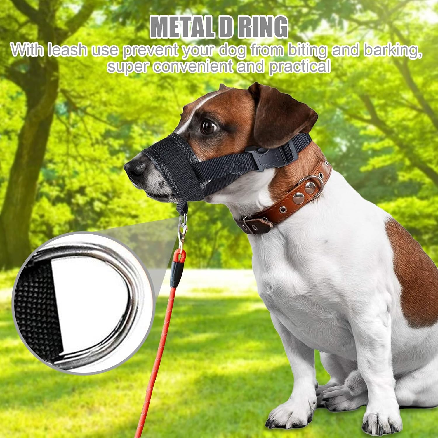Nylon Muzzle for Dogs, Adjustable Loop, Breathable, Safe, Quick Fit for Small, Medium Dogs, Prevents Biting, Chewing and Barking image number 2
