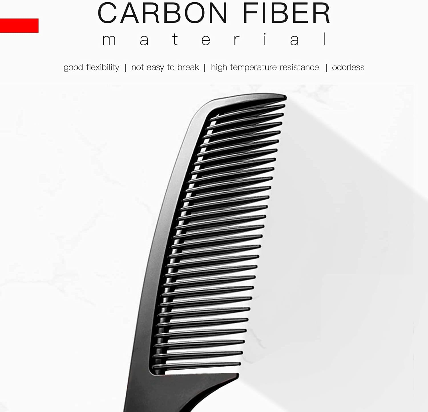 Large Detangling Comb with Professional Handle - Carbon Fiber, Cutting, Hairdressing, Styling, round Tooth, Barber, Travel Hair Comb for Men and Women （Pack of 1） image number 2