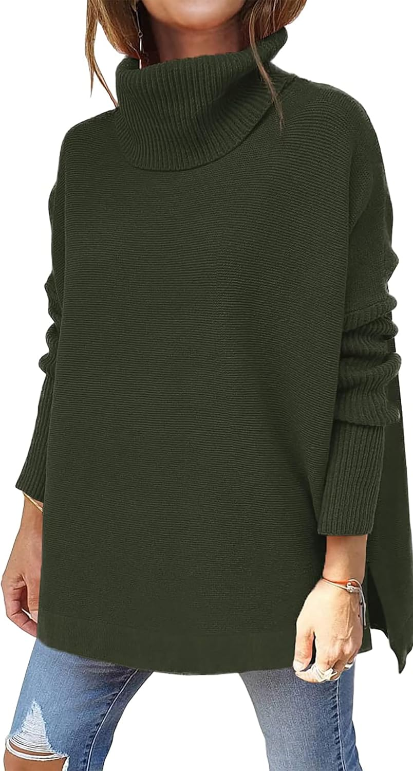 Vbcdwa Women'S Jumpers Batwing Long Sleeve Pullover Oversized Turtleneck Sweater Knitwear