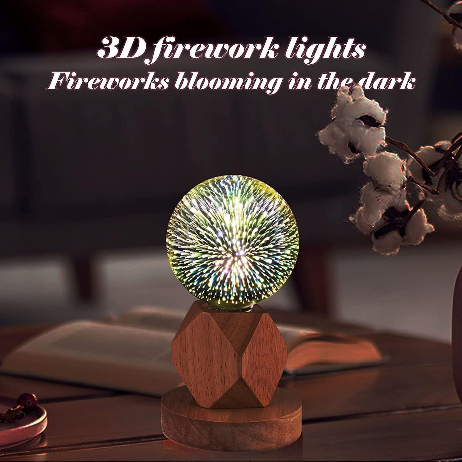 Decorative 3D Bulb Firework Multicolor Light Bulb A60/E27, 4.5W, AC85-265V, Stained Glass Star S Silver M image number 4