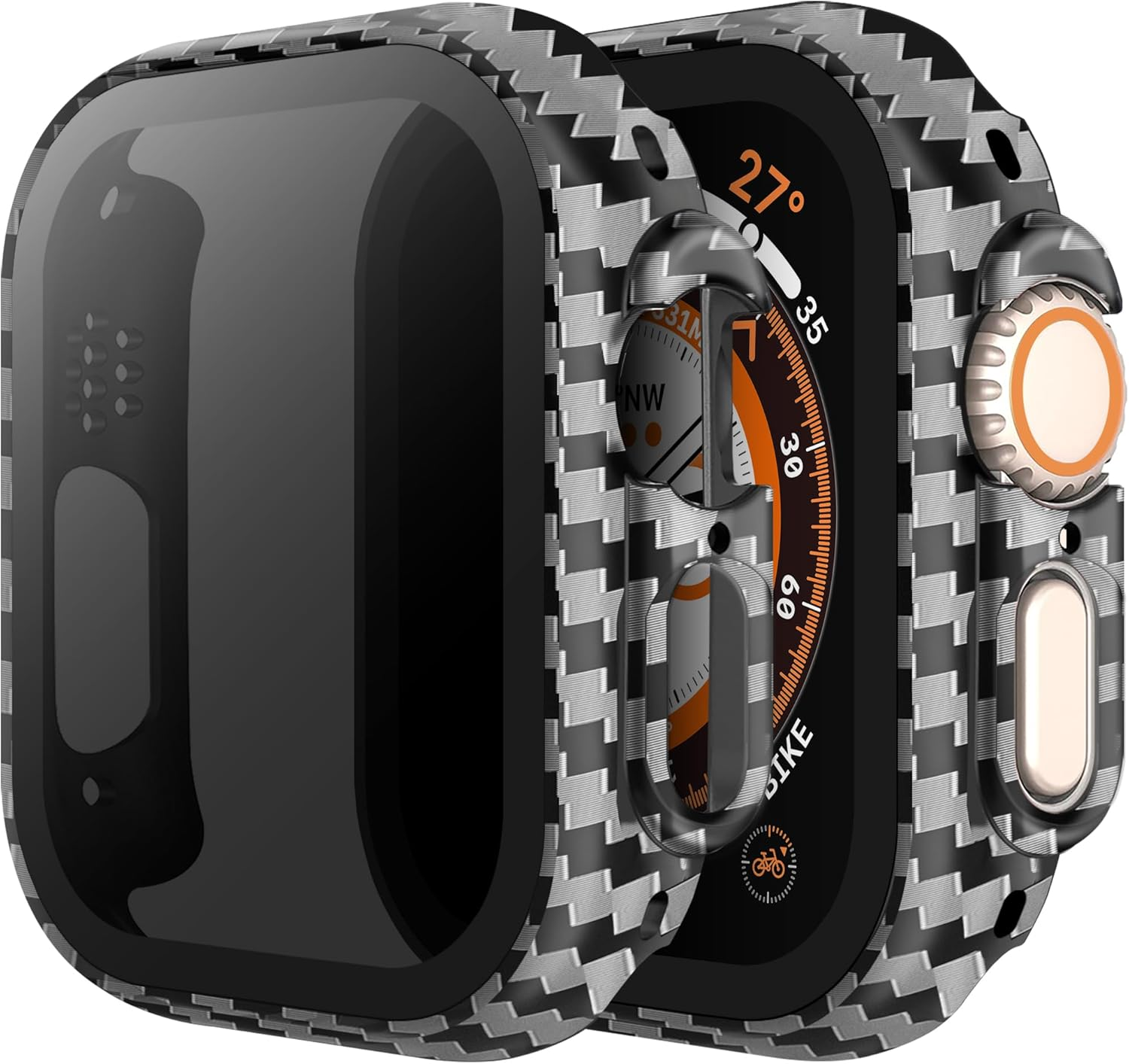 LINTEKER 2 Pack for Apple Watch 46Mm Case with Privacy Screen Protector, [Anti-Peeping] Ultra-Thin Protective Cover for Apple Watch Series 11 (2025) / Series 10 46Mm, Carbon Fiber