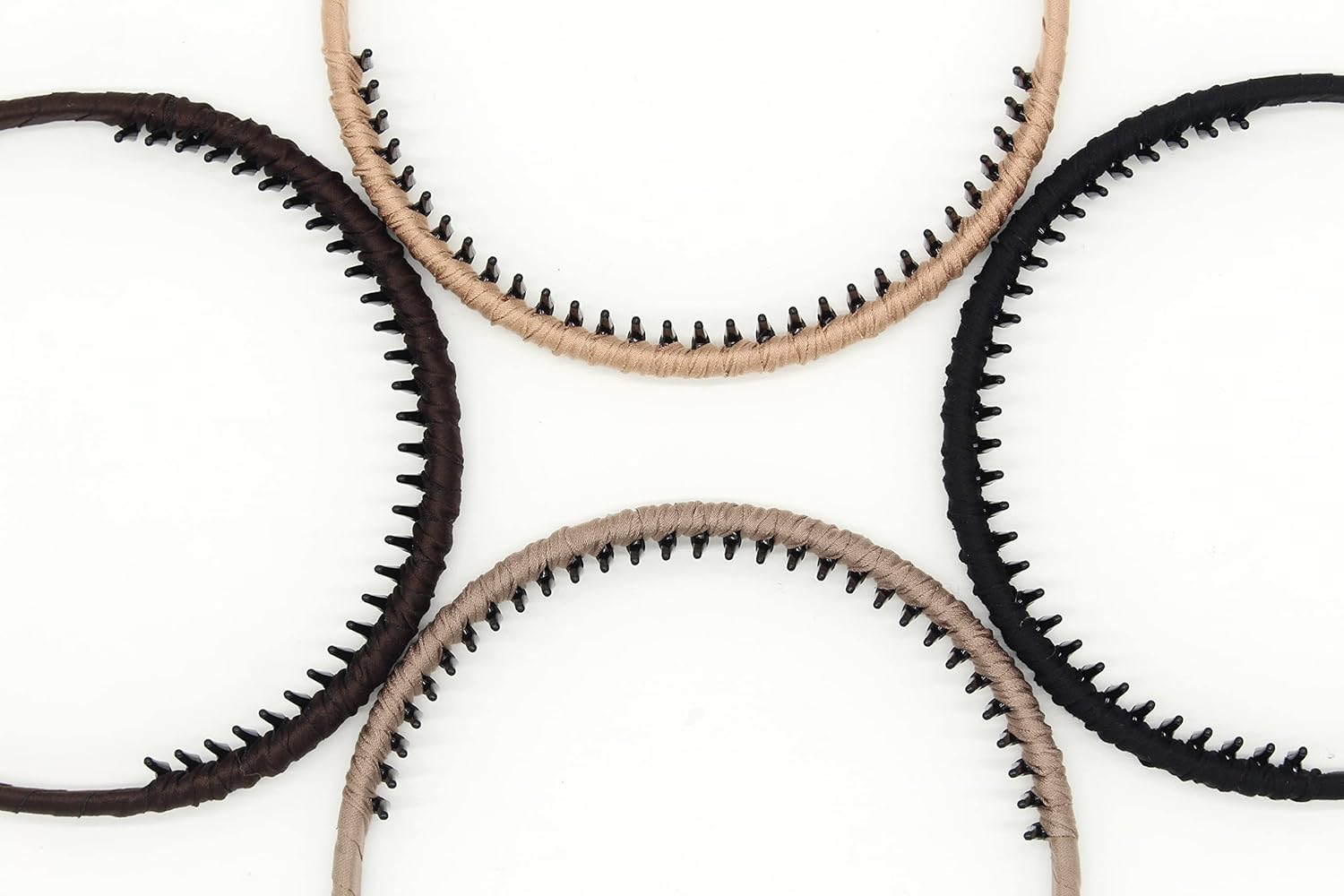 JOBAND 4Pcs Hairbands for Women, Non-Slip Zig Zag Headbands, Adjustable Teeth Comb Hair Hoop, Daily Use, Yoga, Spa, Parties, Resin Cotton Blend