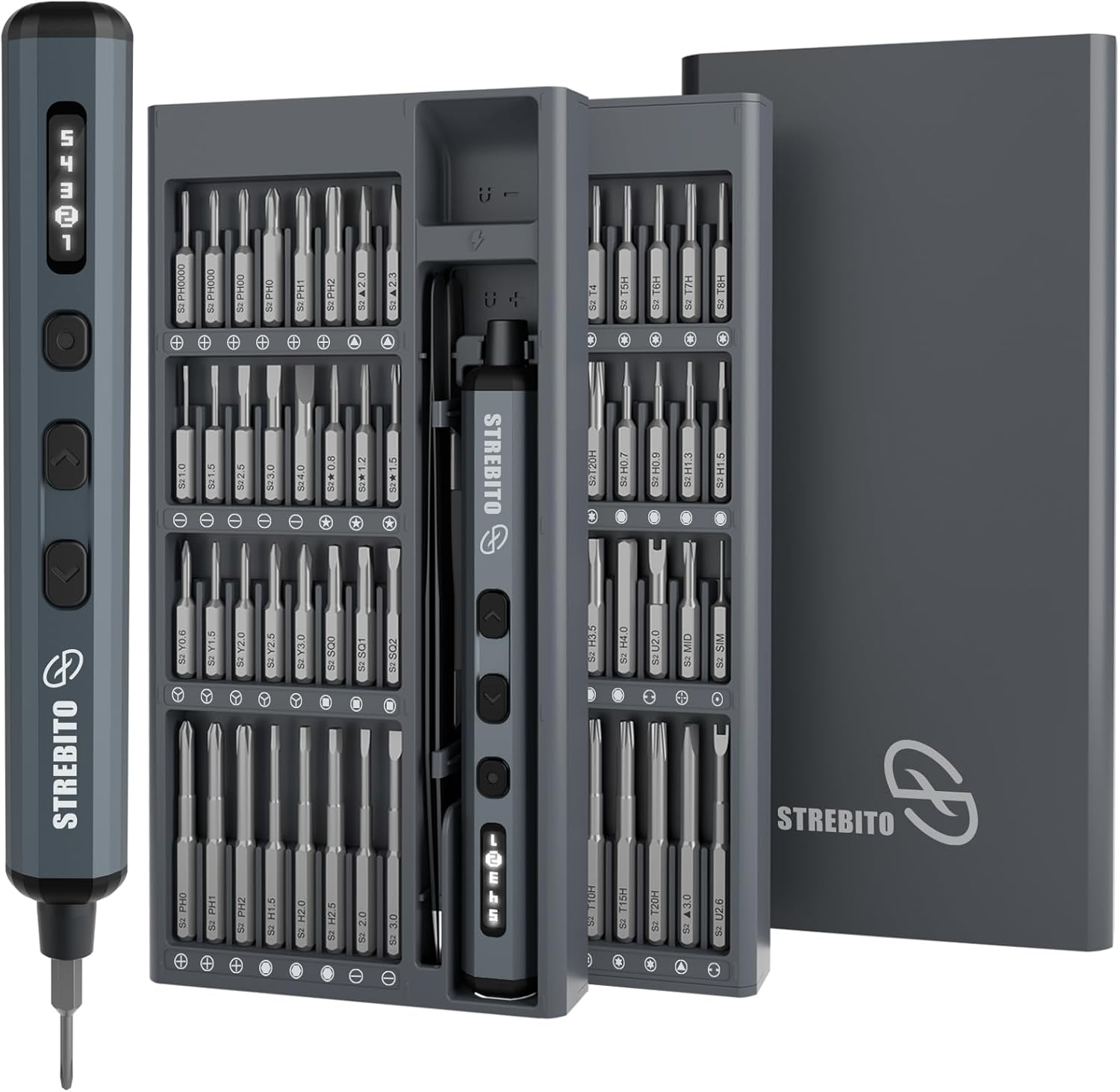 STREBITO Mini Electric Screwdriver Set, 70-In-1 Max Precision Electric Screwdriver Kit with Lights, 5 Upgraded Torque Levels, 64 Magnetic Bits, Electric Screwdriver Cordless for PC RC Electronics image number 6