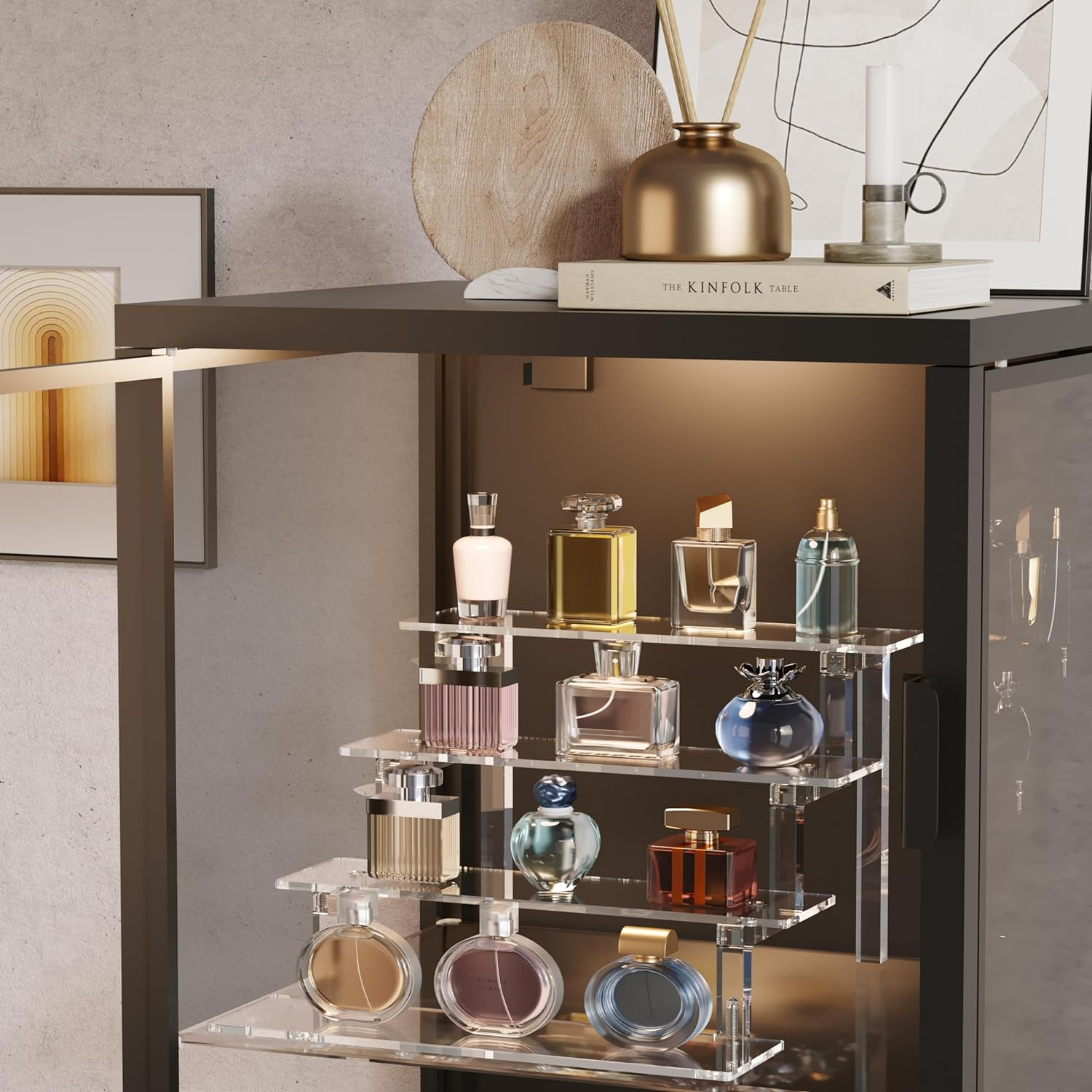 WINKINE Acrylic Display Stand, Clear Riser for Amiibo Funko POP Figures, Acrylic Tiered Display Stand for Decoration and Organize, Acrylic Step Riser for Display, Perfume Organizer Perfume Stand image number 1