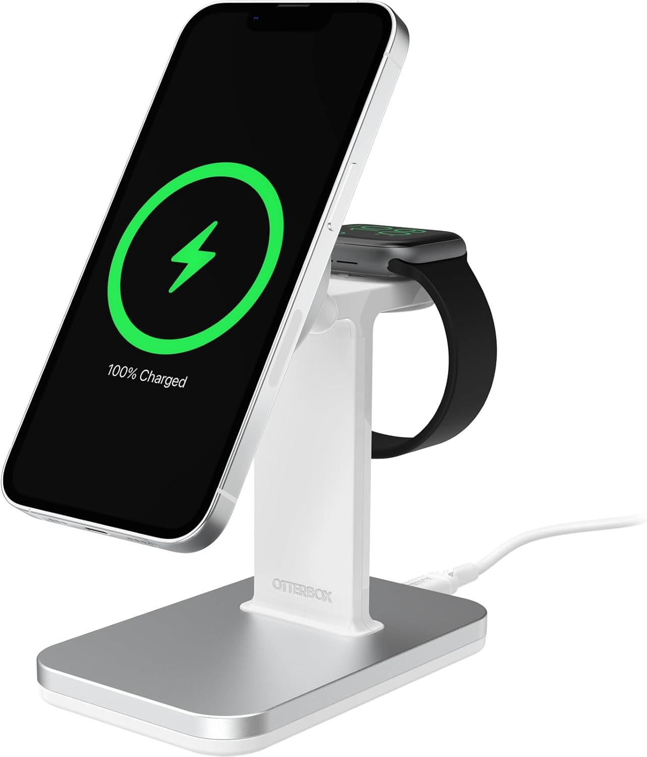 Otterbox Wireless 2-In-1 Magsafe Charging Station Type-C, Strong Magnetic Alignment and Hold for Magsafe Products, Elegant Charging Solution for Iphone 15/14/13/12 Series and Apple Watch, Grey image number 4