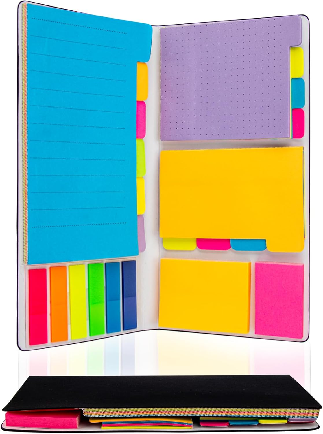 402 Sheets Sticky Notes Set,Multicolor Self-Stick Index Divider Memo,Adhesive Note Pads with PU Leather Cover,Student Essentials Bookmark,Notepad for Teachers Work,Office Stationery Supplies