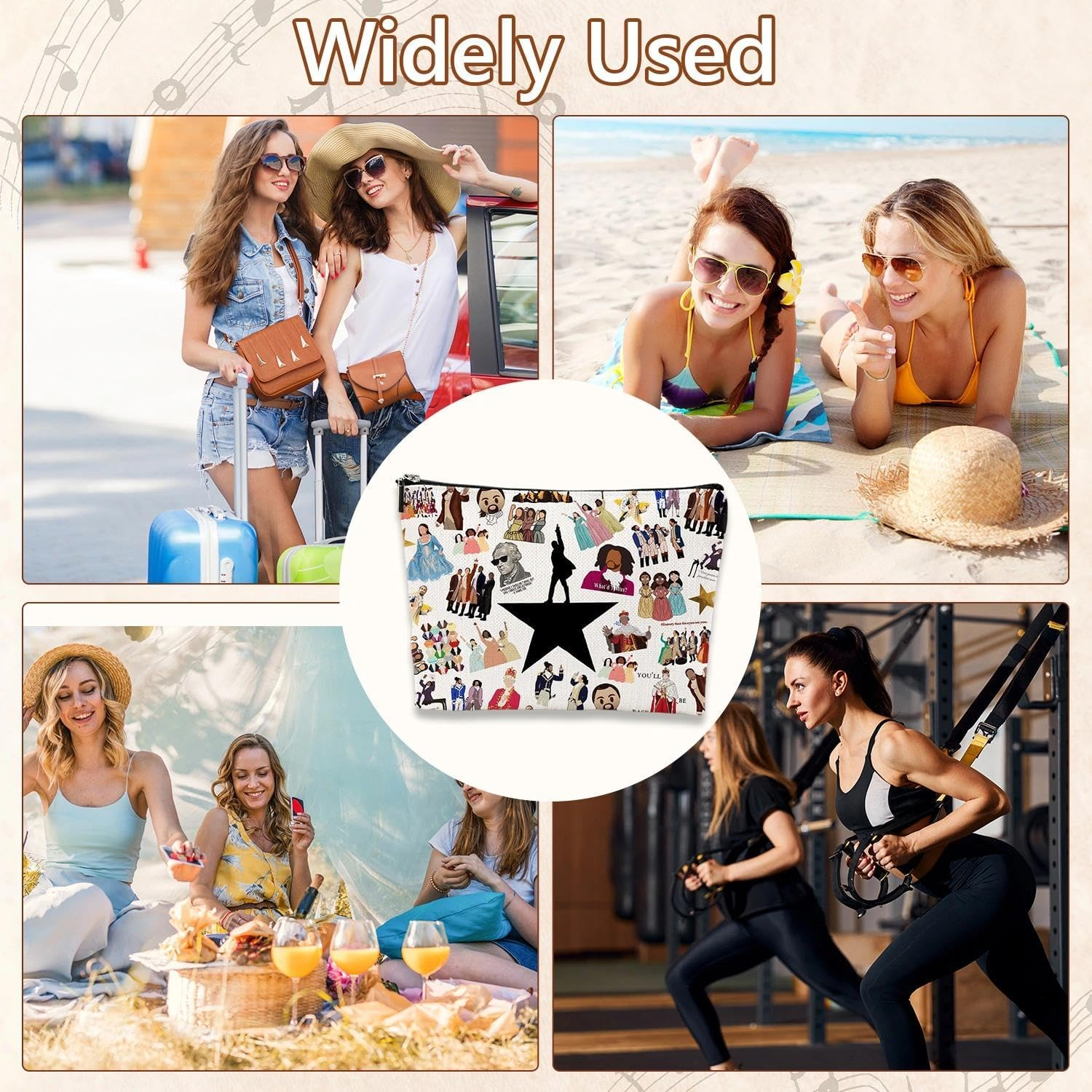 Hamilton Makeup Bag, Musical Cosmetic Bag, Portable Make up Bags for Women, Girls, Travel, Vacation, Hamilton Gifts for Musical Lovers image number 5