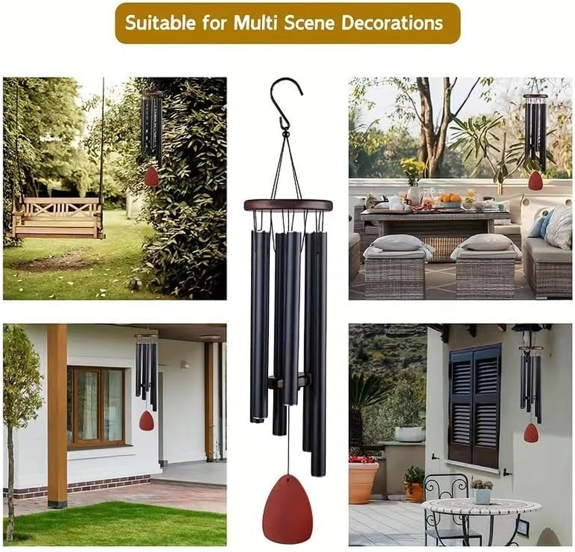 Large Aluminium Wind Chimes Outside,68 Cm Aluminum,Memorial Wind Chimes for Mother/Grandma,Suitable Outdoor Garden Patio Decor (Black) image number 2