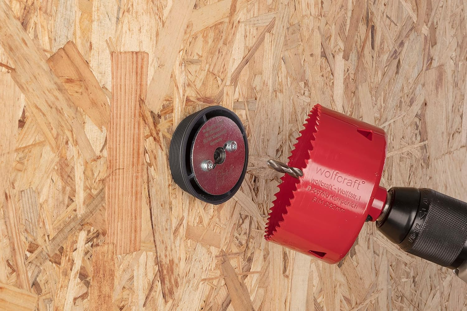 Wolfcraft Hole Enlarging Tool for Hole Saws, &Oslash; 54&ndash;70 Mm I 5952000 I Hole Saw Guide for Even, Centred Enlargement of Existing Boreholes image number 2