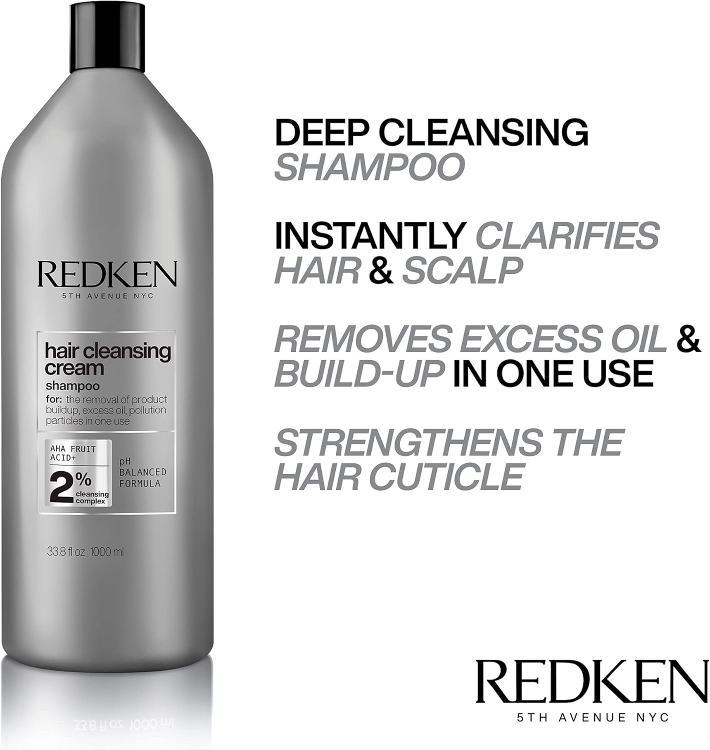 Redken Hair Cleansing Cream Clarifying Shampoo 1 Litre 1L Removes Buildup image number 3