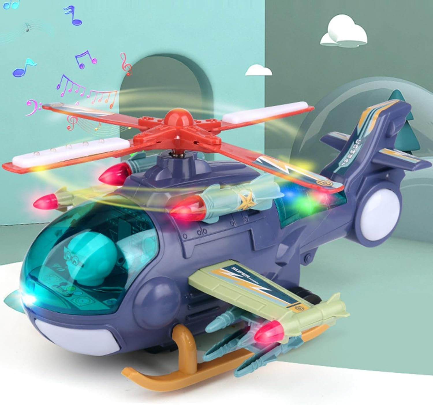 Helicopter Toy - Lighted Musical Toddler Plane Toy,Flying Helicopter Toy Fighter Model Toy Helicopter Drones for Kids Boys Girls