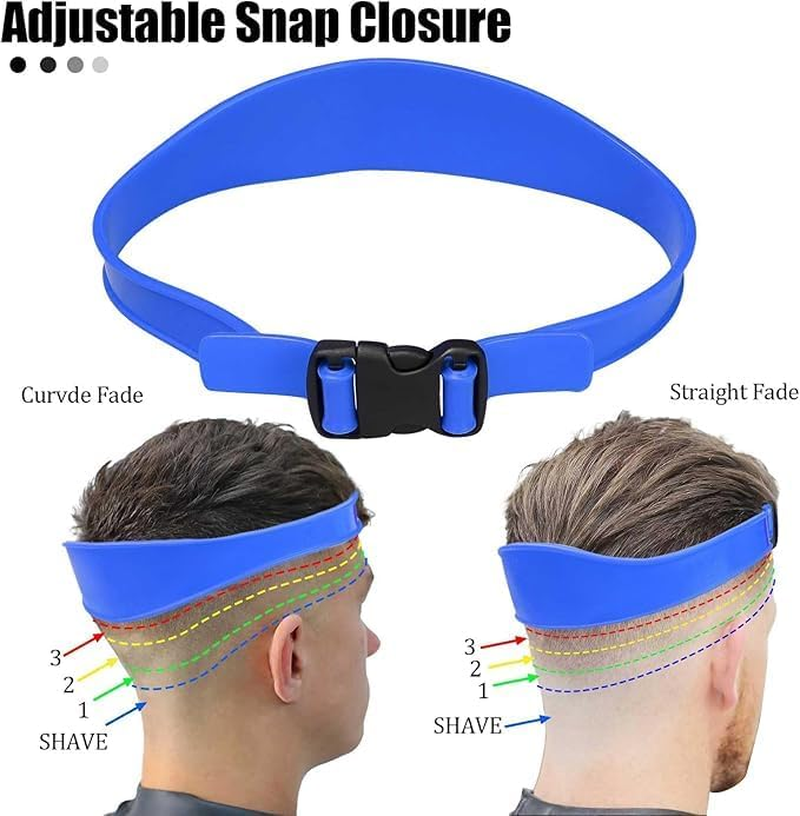 Curved Soft Silicone Haircut Band Haircut Guide, 2Pcs Adjustable Haircut Guide Curved Silicone Haircut Band,Curved Silicone Haircut Bands, Hair Trimming Guide Band,Silicone Curved Haircut Band (Black+Blue) image number 1