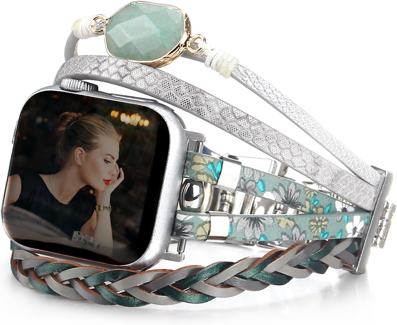 CHARMINGO Boho Leather Bands Compatible with Apple Watch Band Bracelet for Women Men 38Mm/40Mm/41Mm 42Mm/44Mm/45Mm/49Mm, Cute Apple Watch Strap for Iwatch Band Series 9/8/7/6/5/4/3/2/1/SE Ultra 2 image number 2