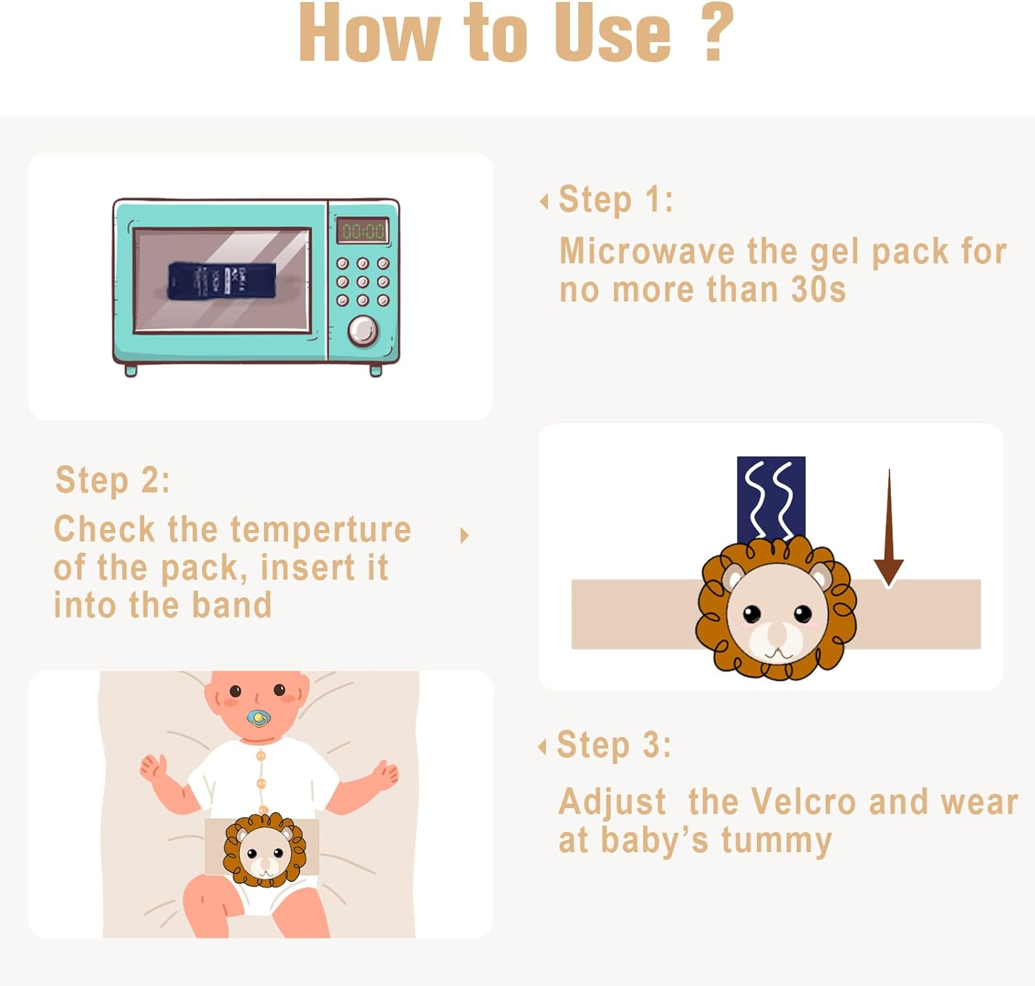 KAKIBLIN Baby Heated Tummy Wrap for Newborns Belly Relief with Soothing Warmth, Baby Heating Pad Swaddling Belt Relief & Soothe Upset Stomach image number 2