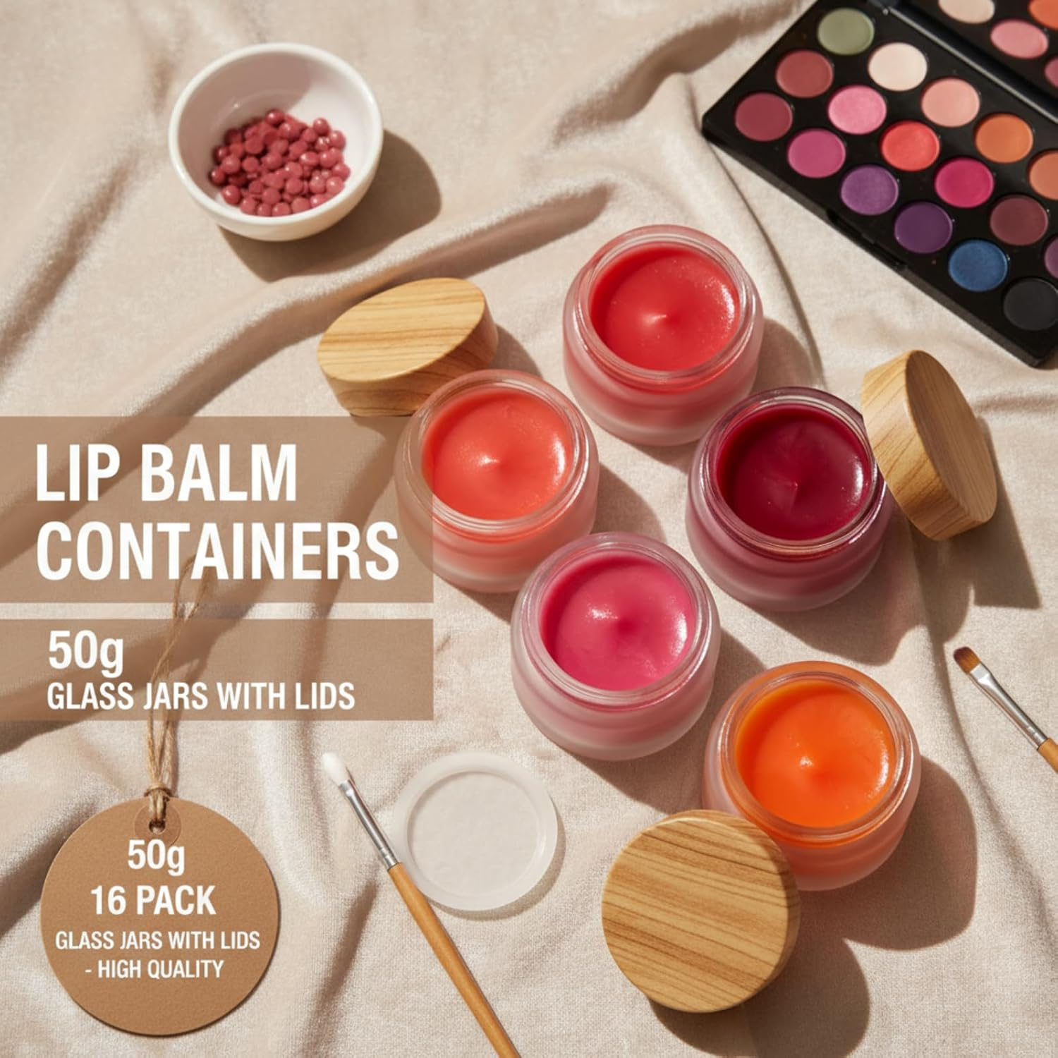 ZENFUN 16 Pcs Glass Cosmetic Containers 50 Gram/50Ml Empty Sample Jars with Leak Proof Lids, Frosted Glass Bottle for Cream, Lotions, Lip Balm - Refillable Travel Containers image number 1