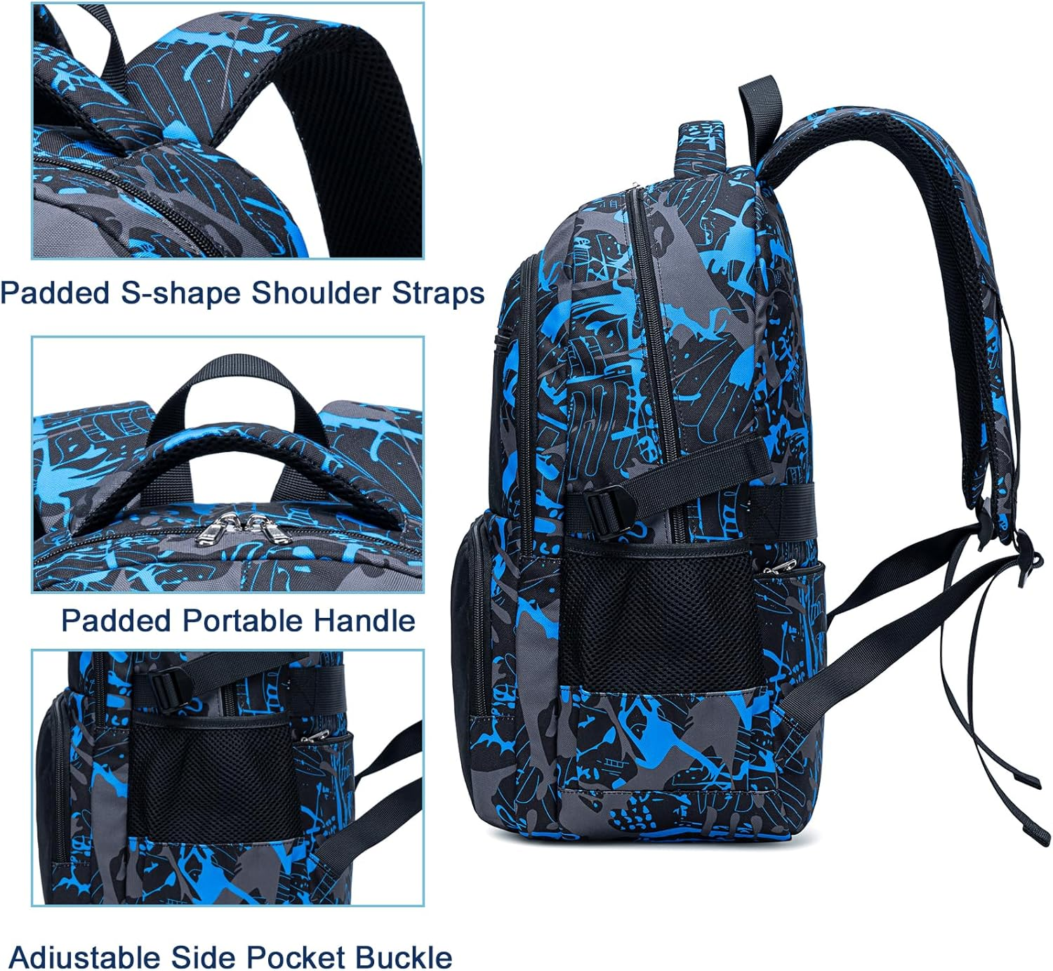 Bluboon Kids Backpack Boys Camo Bookbag Teens Elementary School Bag Daypack Travel Back Pack Middle School - Boy-Camo 2Pcs image number 3