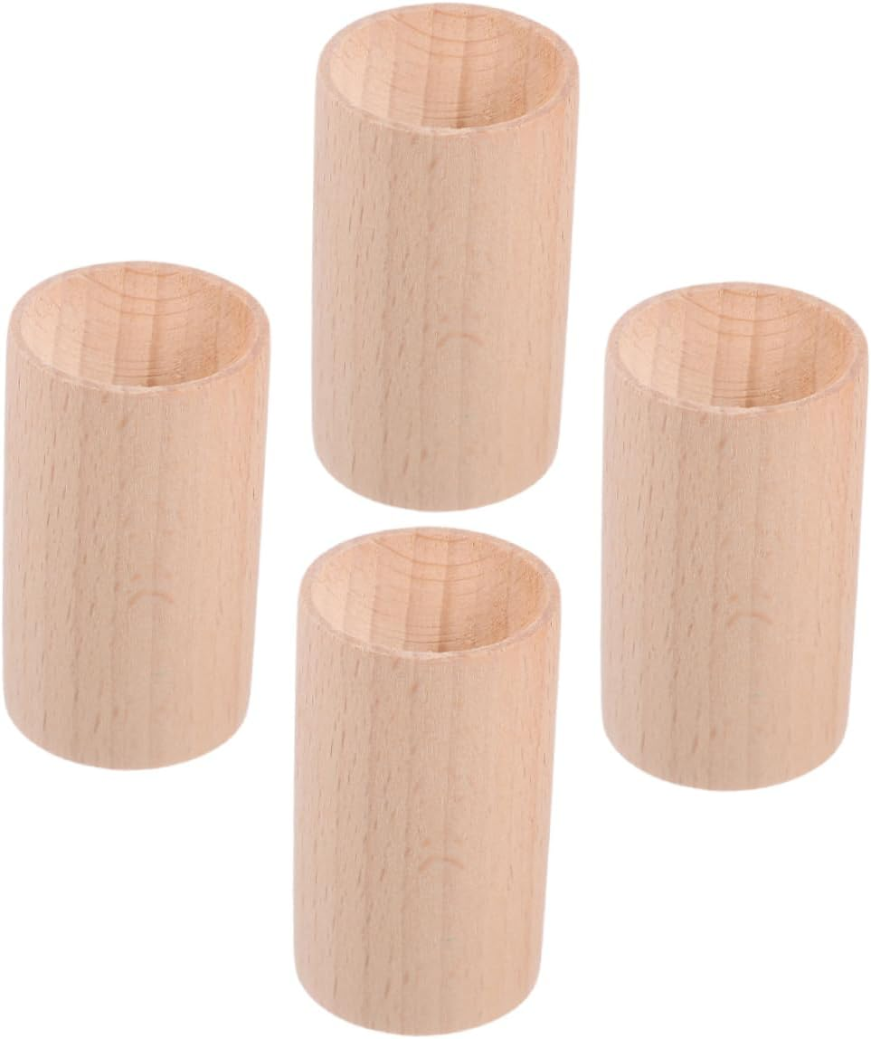 FRCOLOR Aromatherapy Display Pillars in Mini Cylinder Wood Base 4Pcs Essential Oil Diffuser Holder Elegant for Home Decor